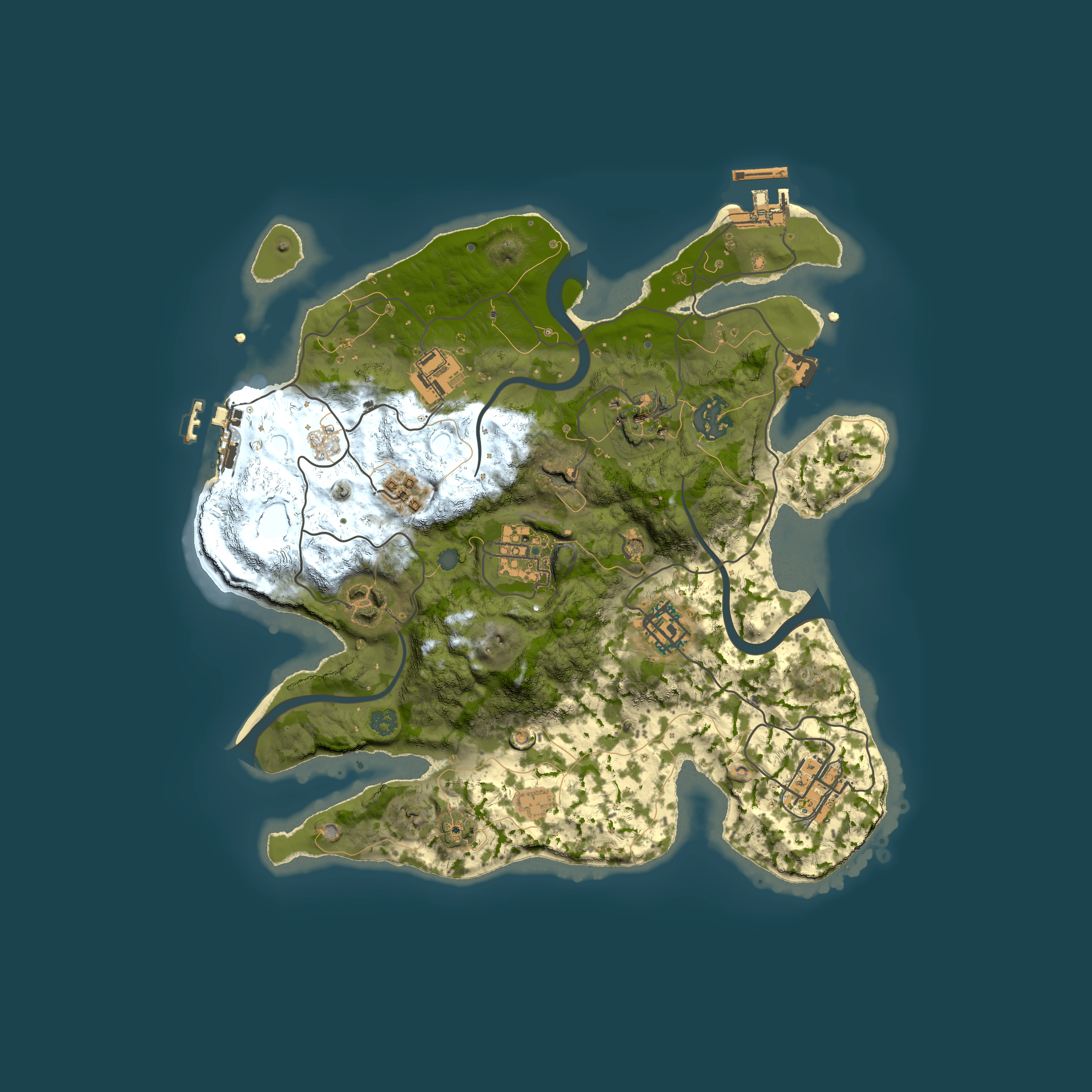Full top-down render of Rust map seed 1606687351, 3000x3000m