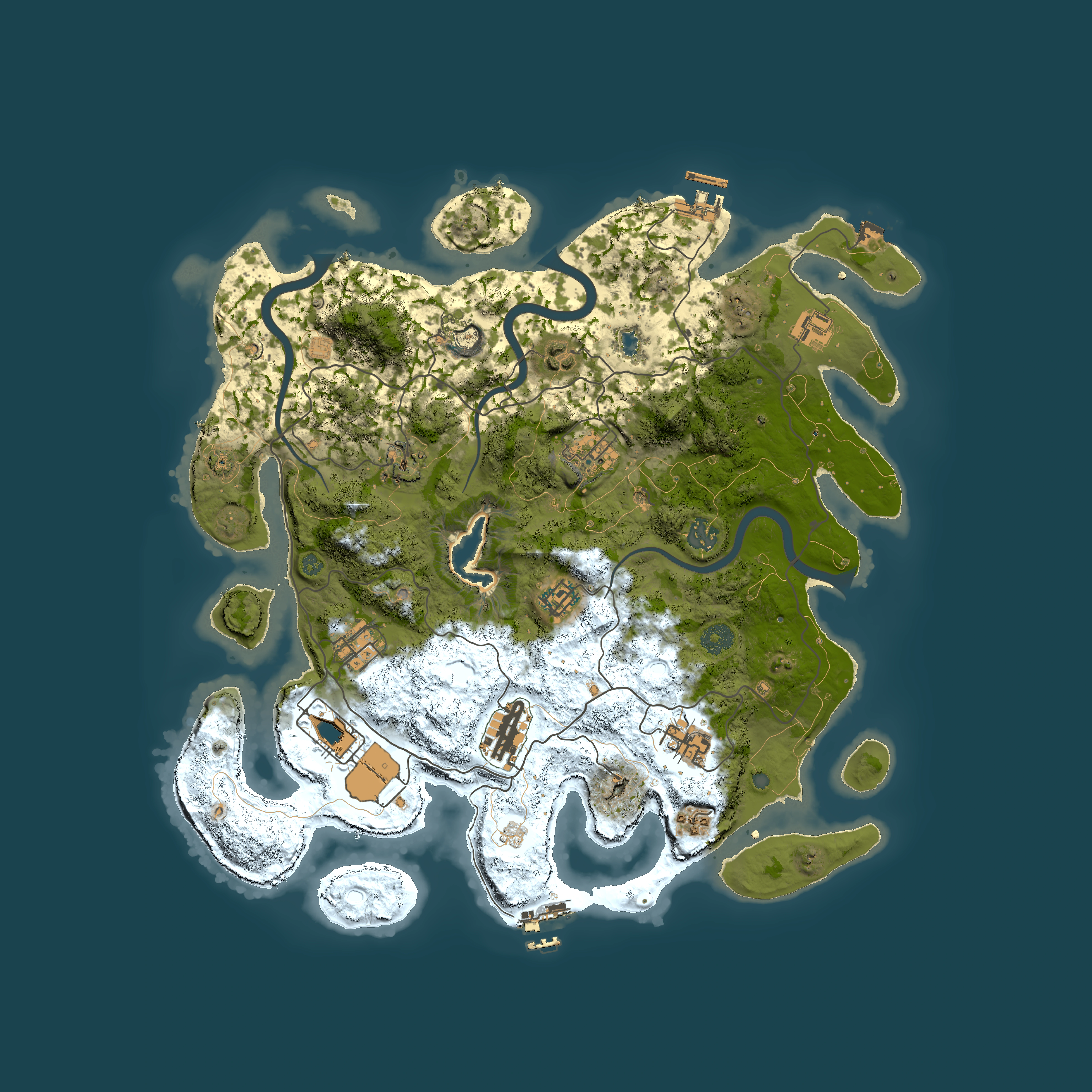 Full top-down render of Rust map seed 1992702779, 4000x4000m