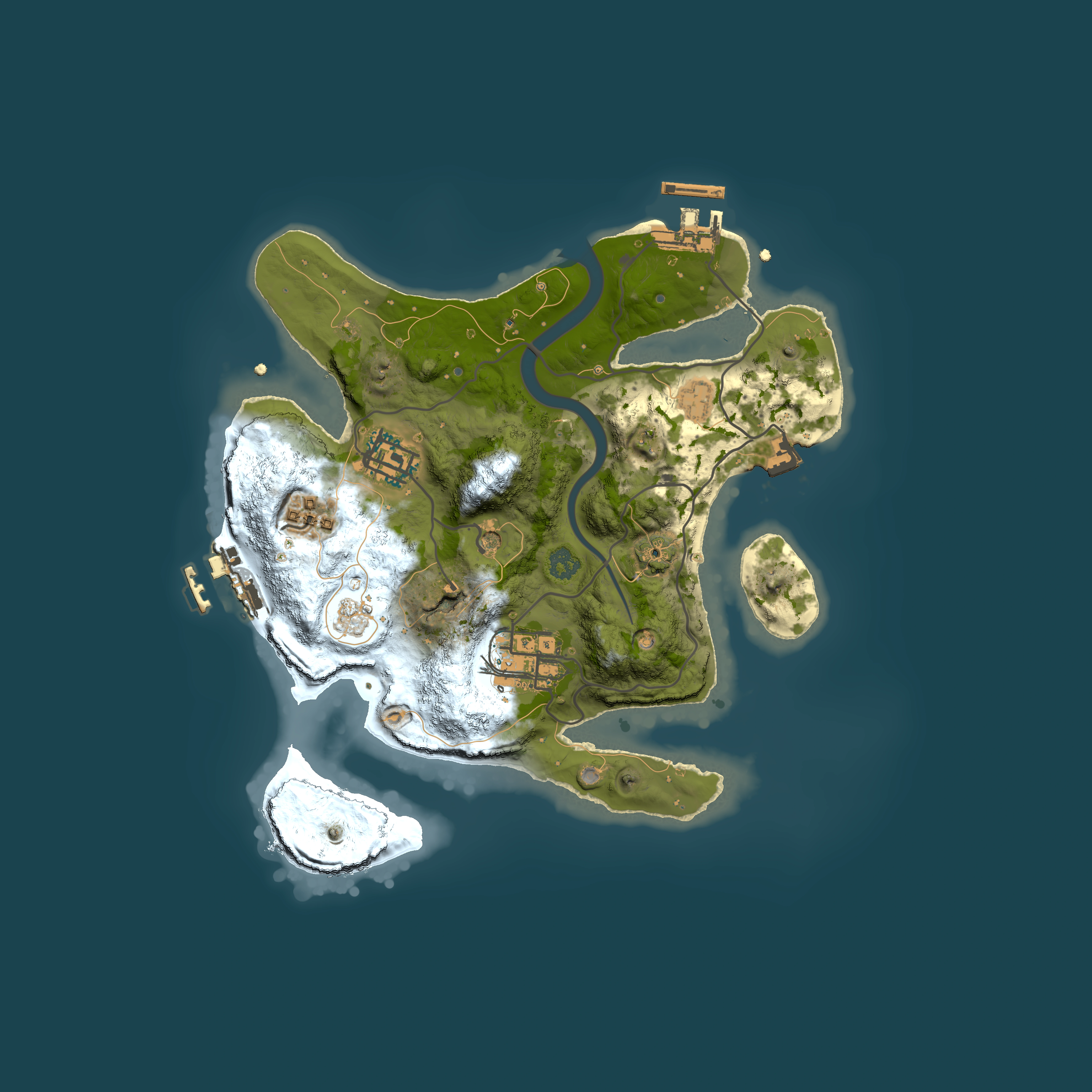Full top-down render of Rust map seed 1214014848, 2500x2500m