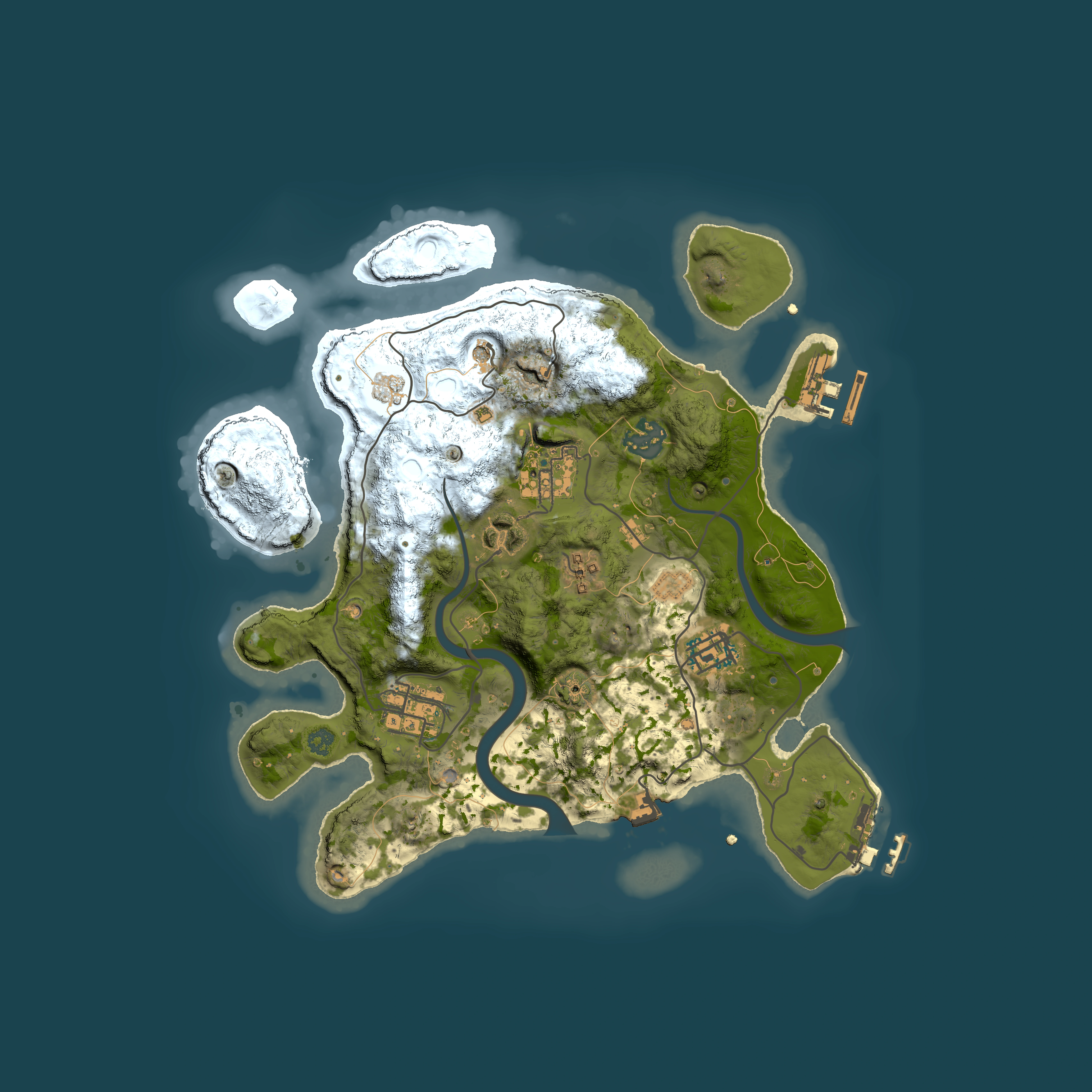 Full top-down render of Rust map seed 238670287, 3000x3000m