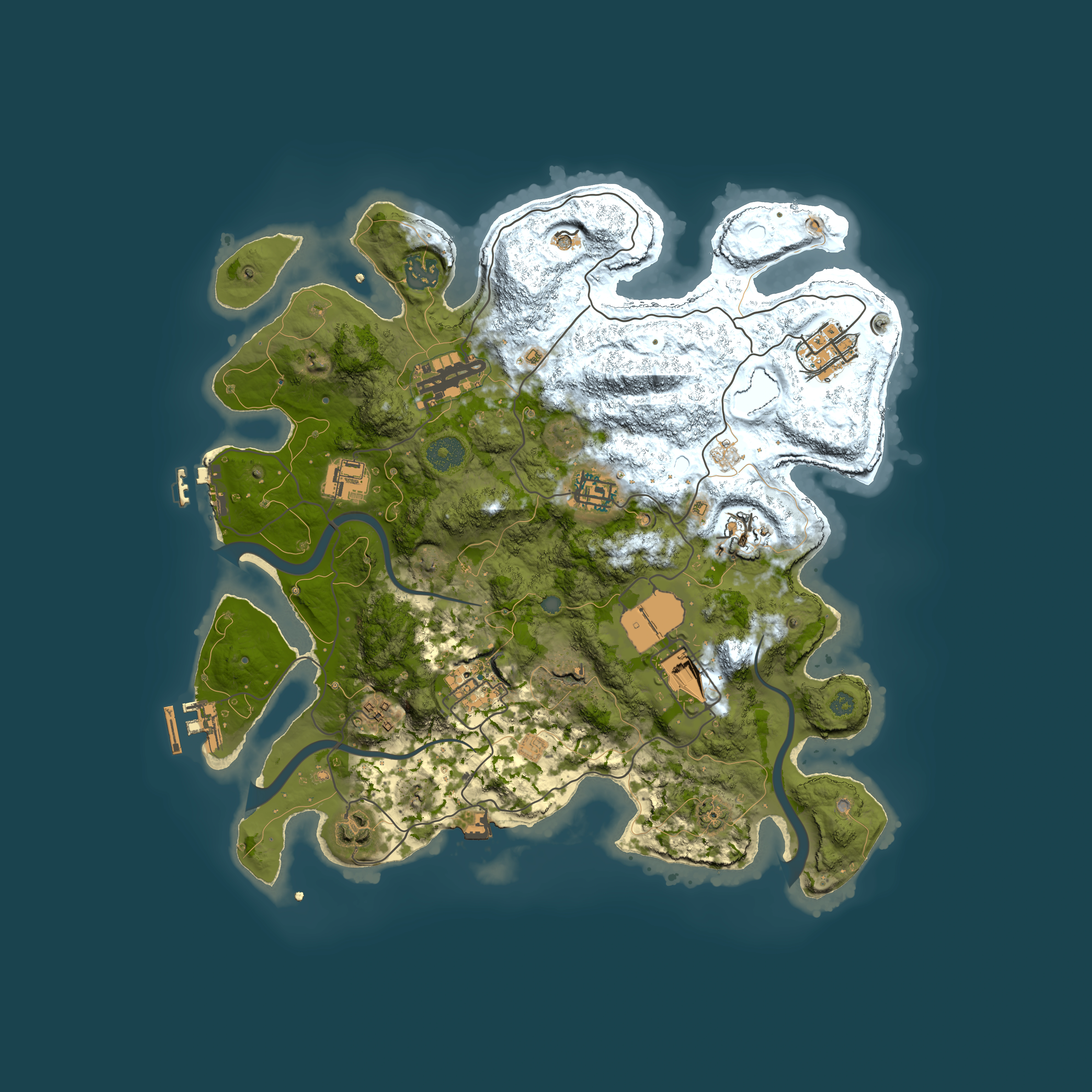 Full top-down render of Rust map seed 490335663, 3500x3500m