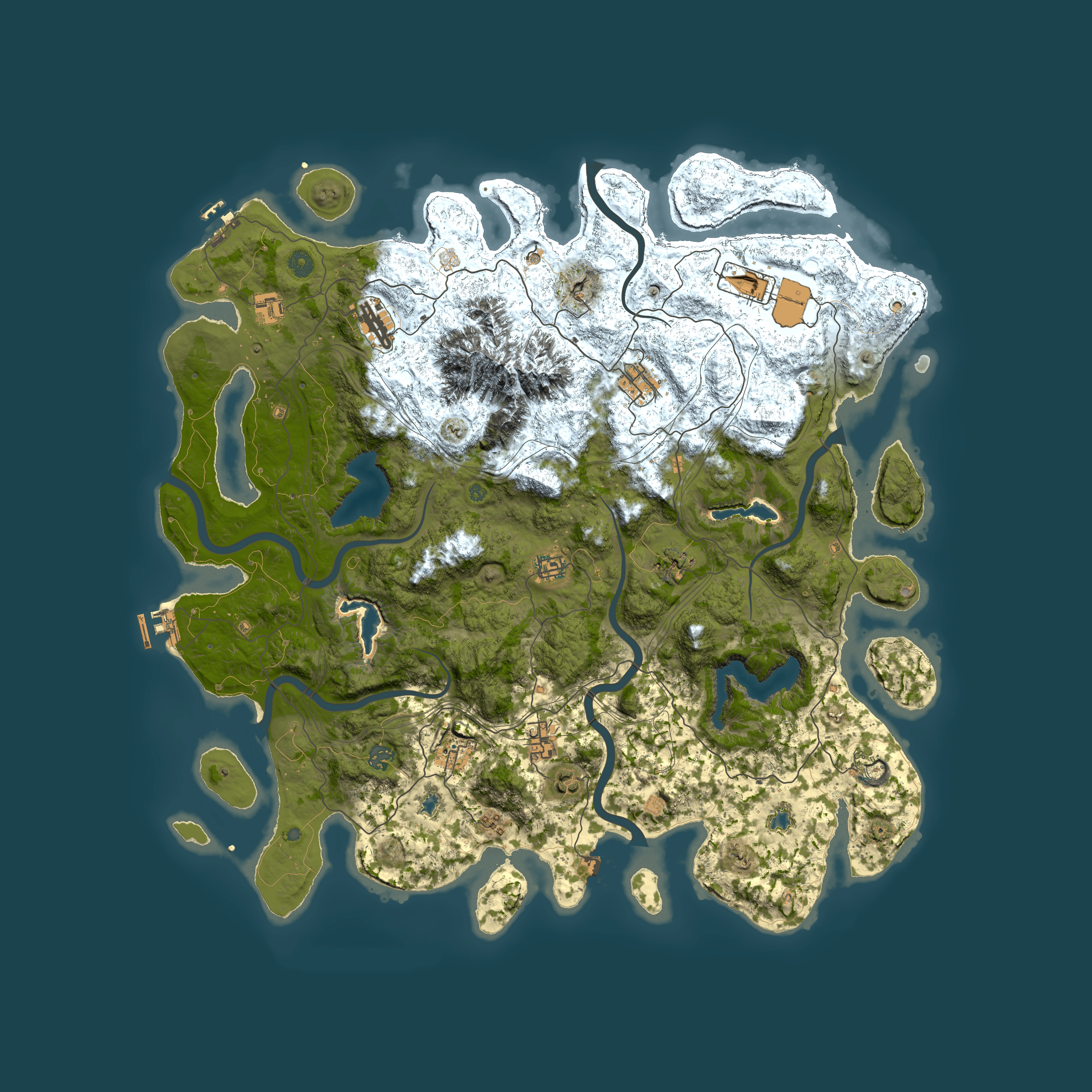 Full top-down render of Rust map seed 1349554595, 5000x5000m