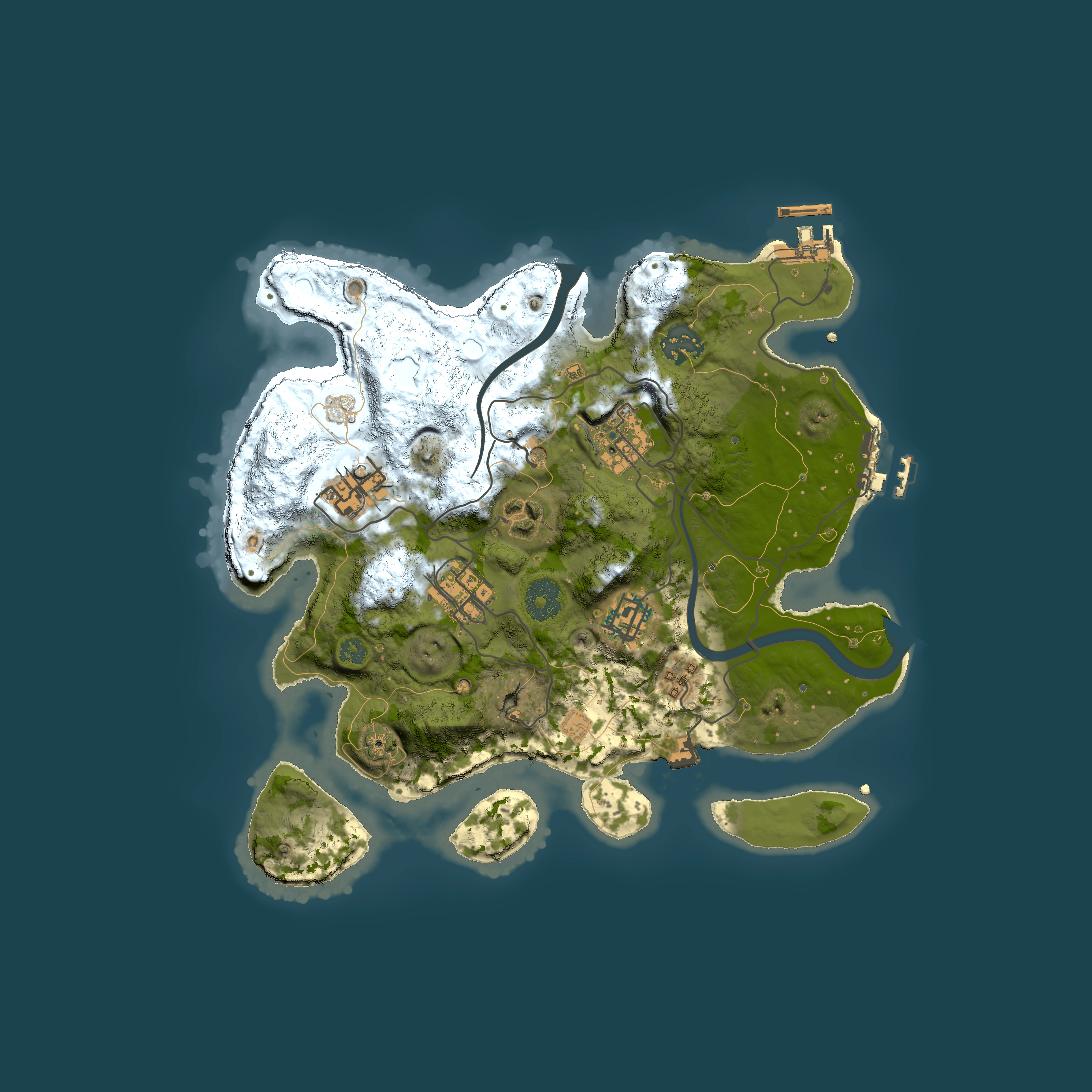 Full top-down render of Rust map seed 600976454, 3000x3000m