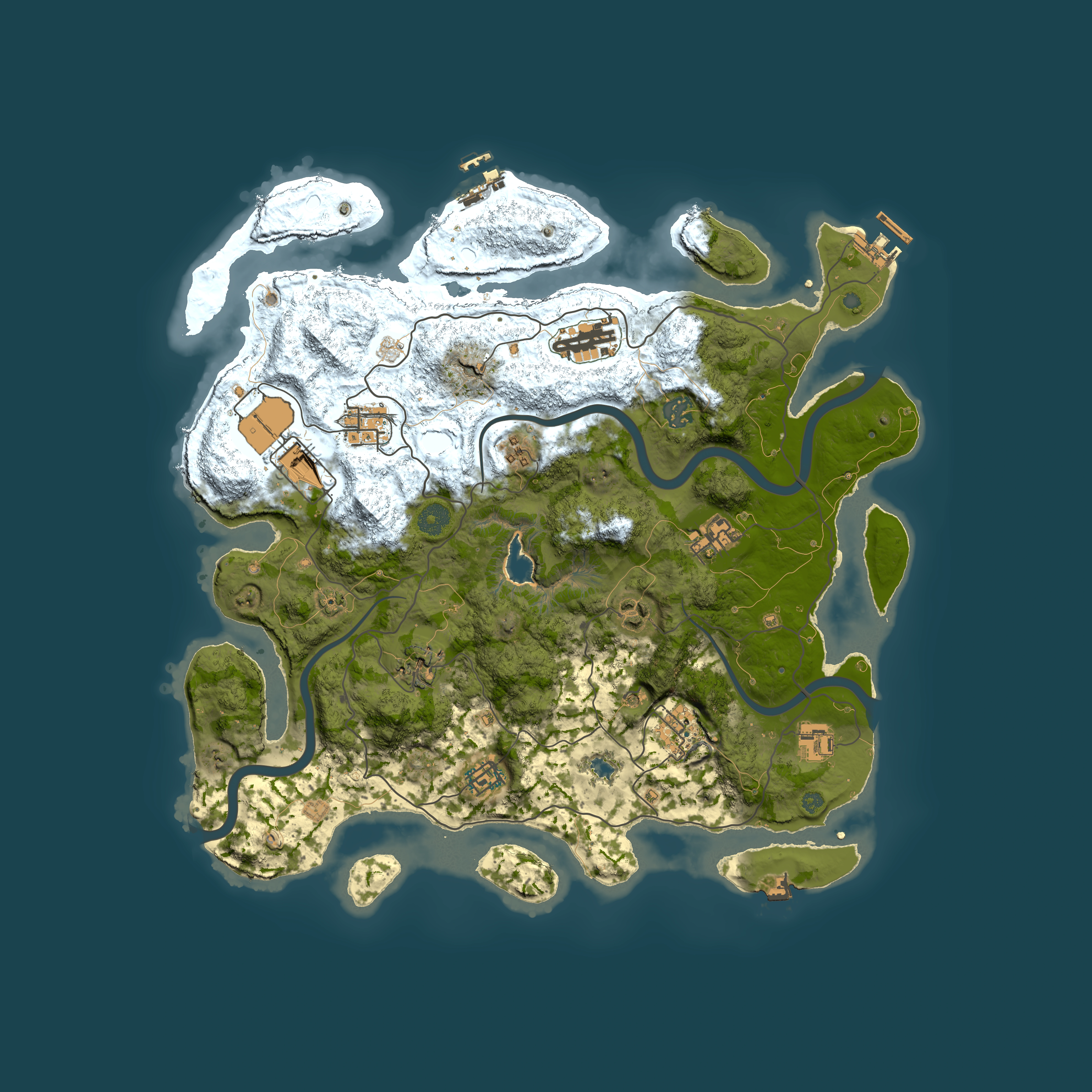 Full top-down render of Rust map seed 1021872429, 4000x4000m