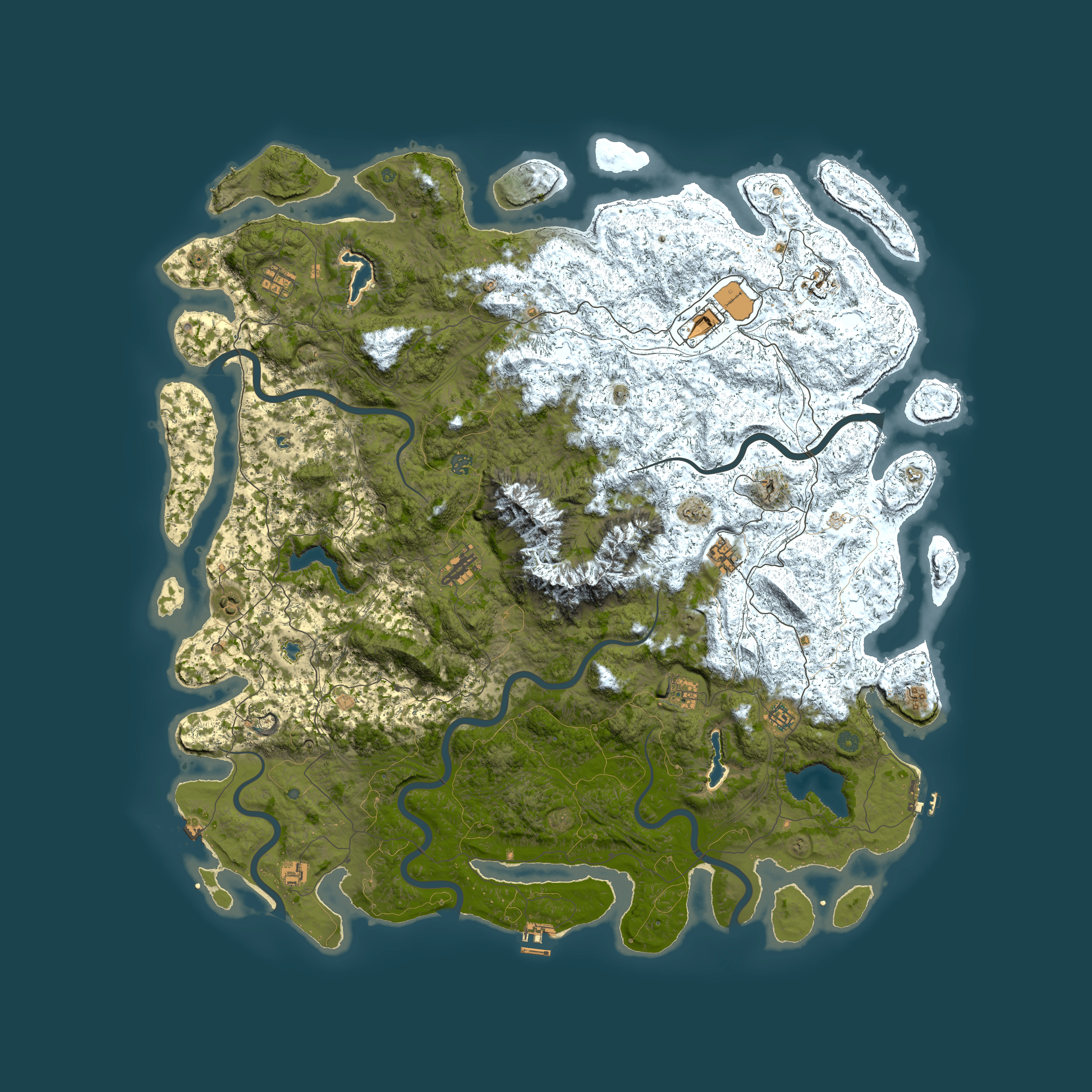 Full top-down render of Rust map seed 1450598042, 6000x6000m