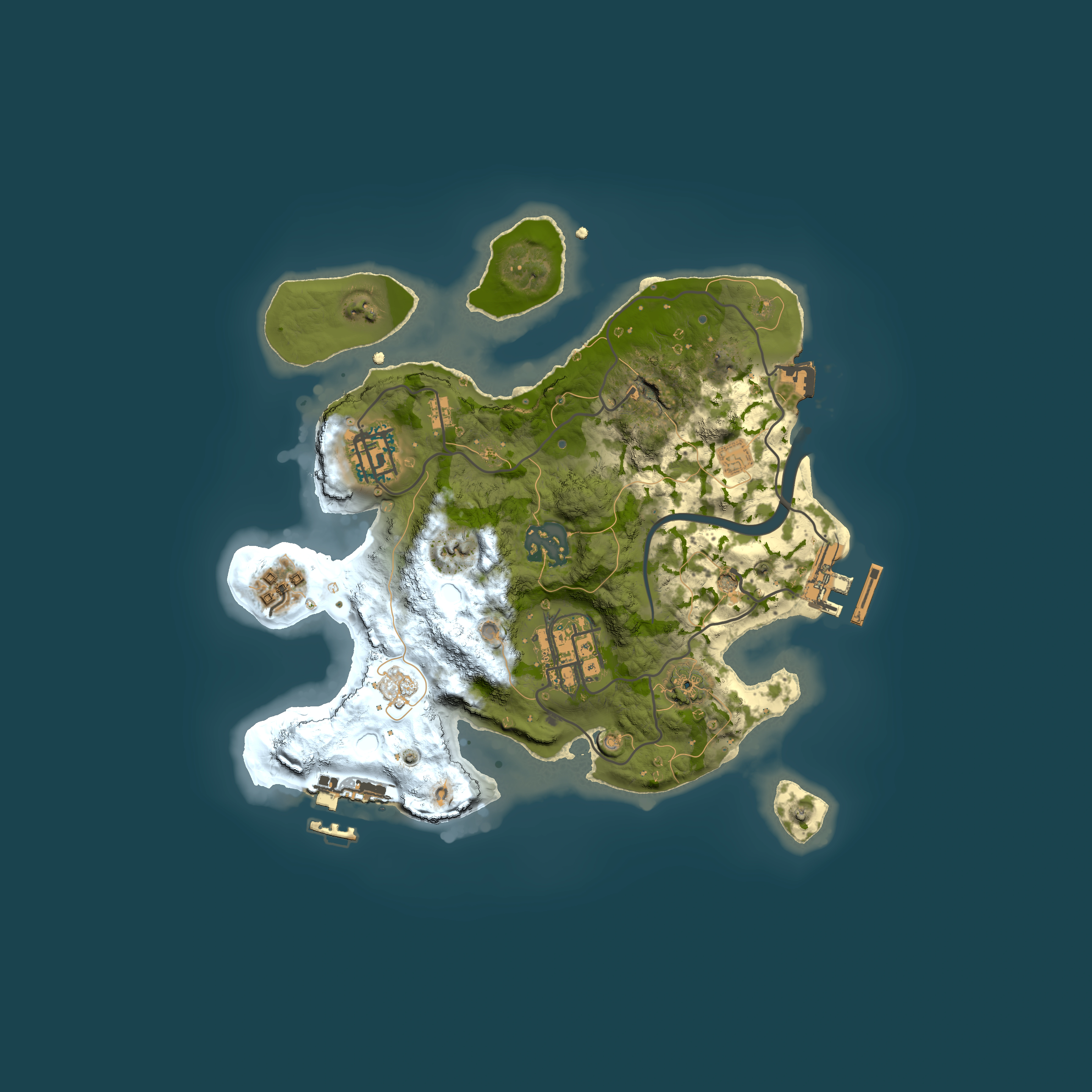 Full top-down render of Rust map seed 1910014193, 2500x2500m