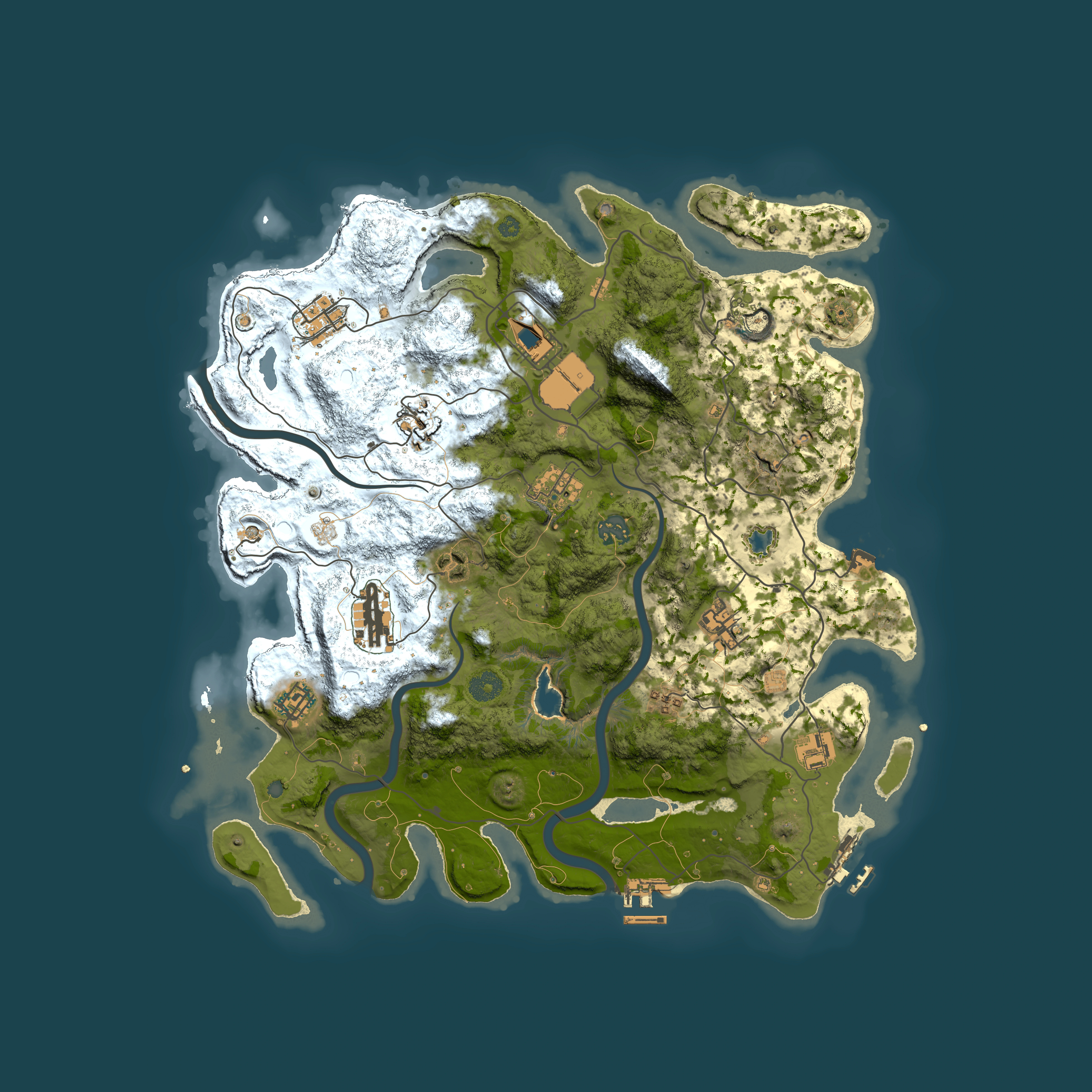 Full top-down render of Rust map seed 901490234, 4000x4000m
