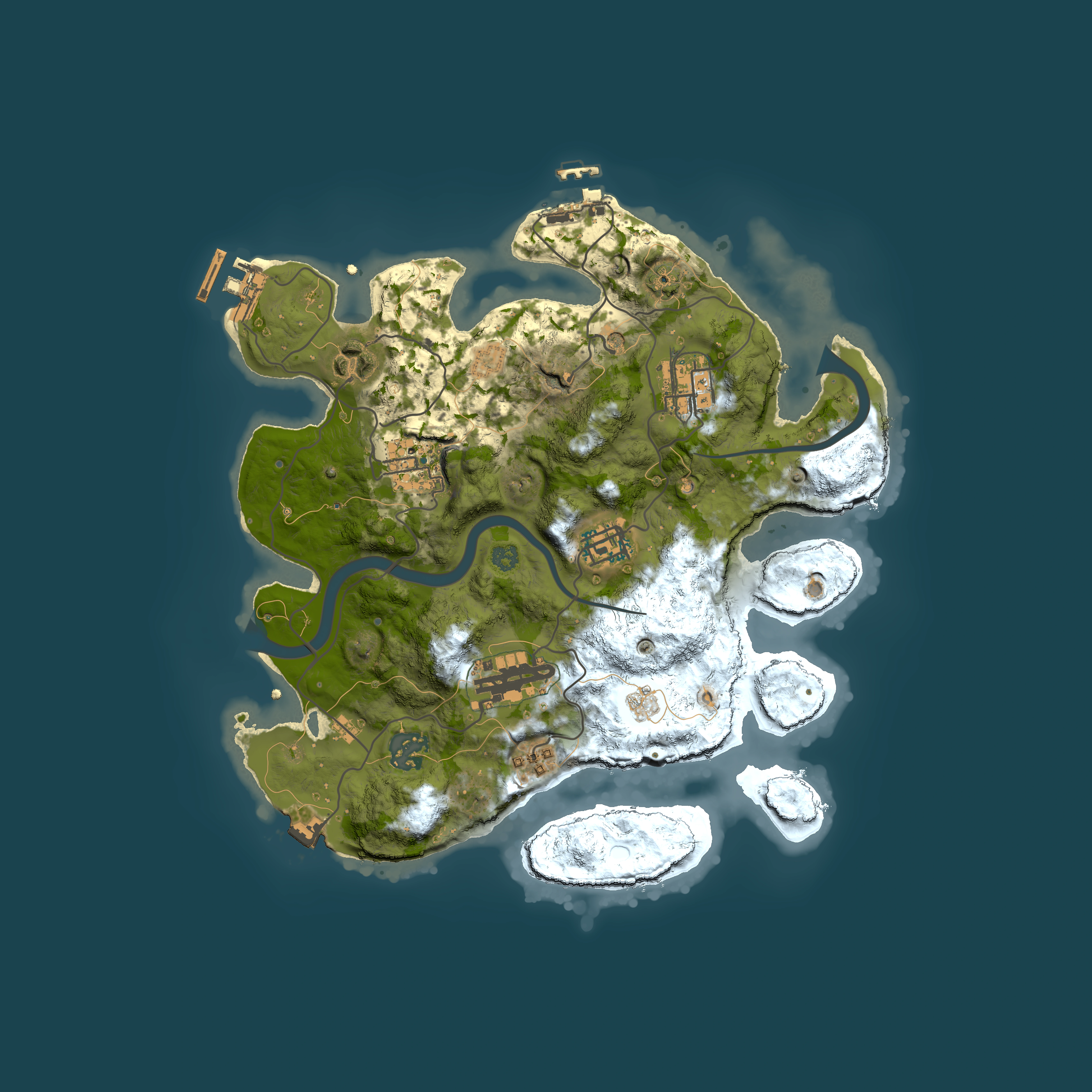 Full top-down render of Rust map seed 486696307, 3000x3000m