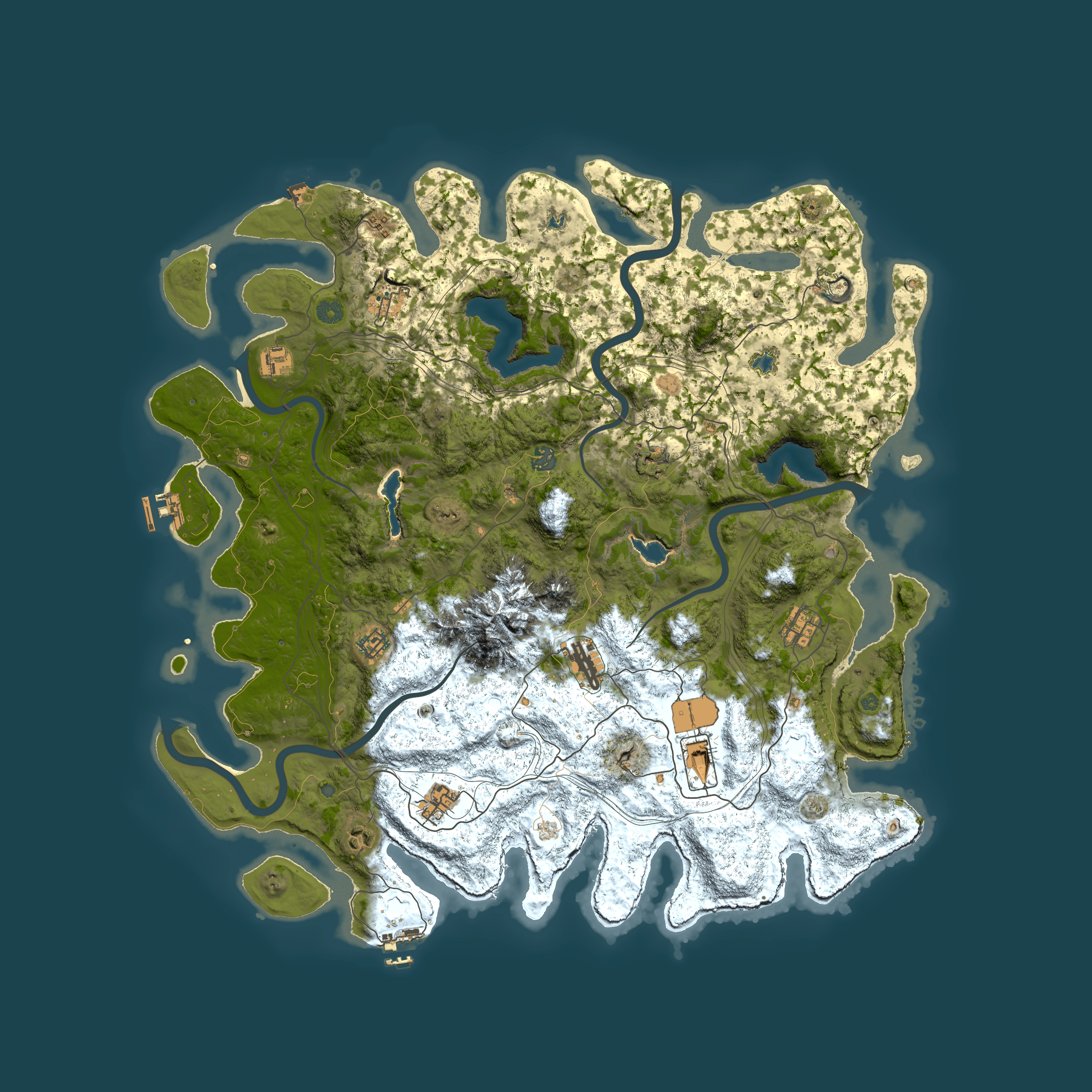 Full top-down render of Rust map seed 1599309568, 5000x5000m