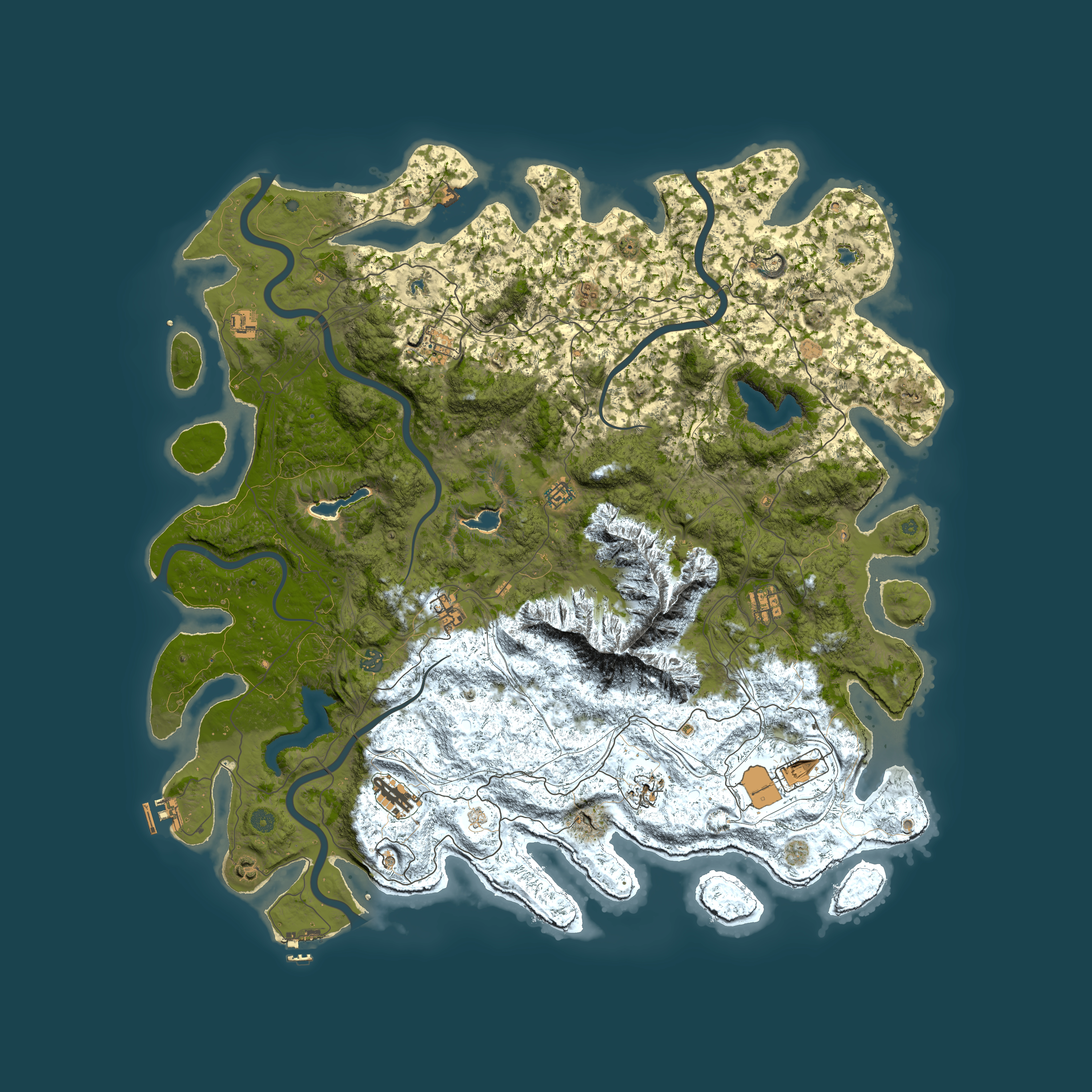 Full top-down render of Rust map seed 1461366732, 5500x5500m