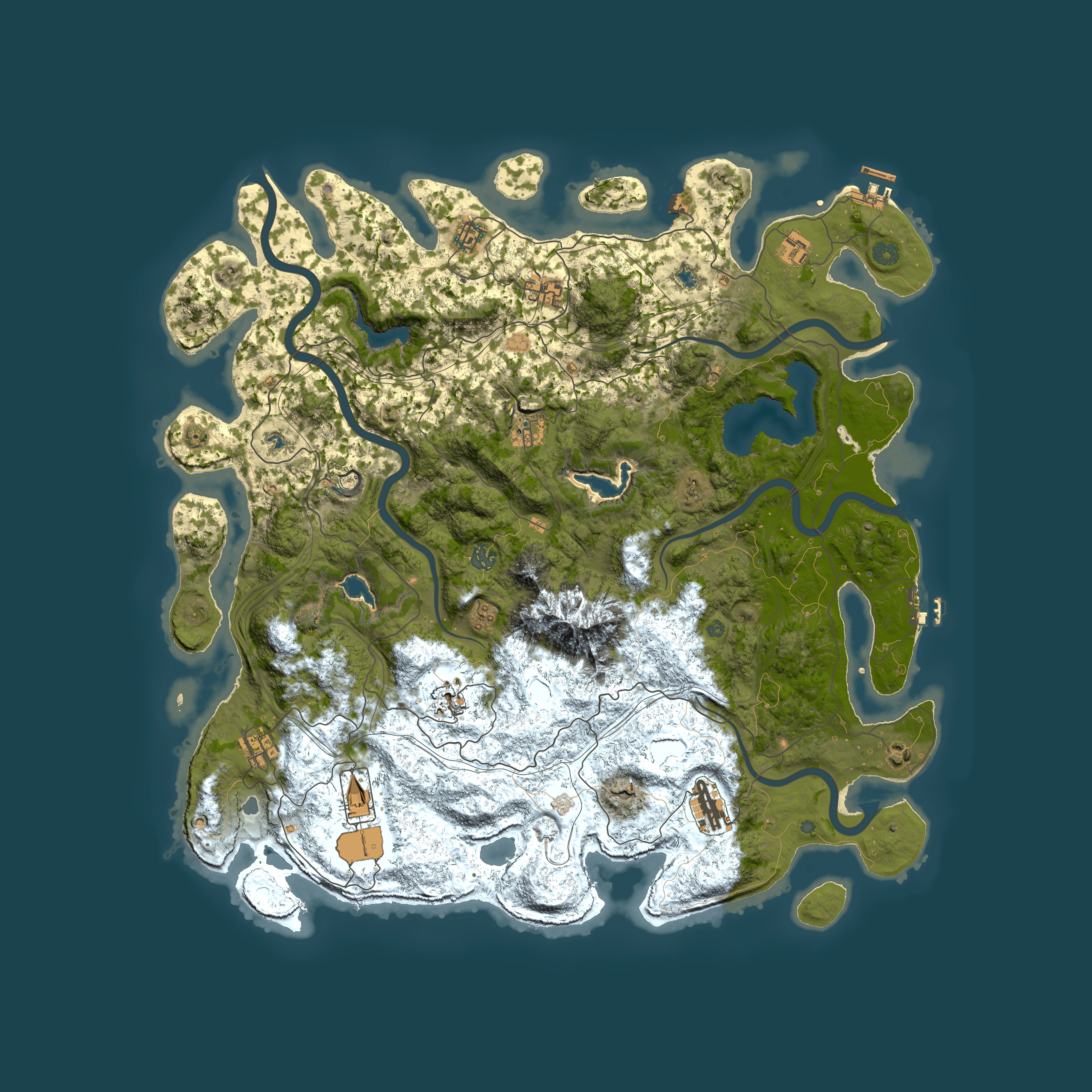 Full top-down render of Rust map seed 1441716757, 5000x5000m