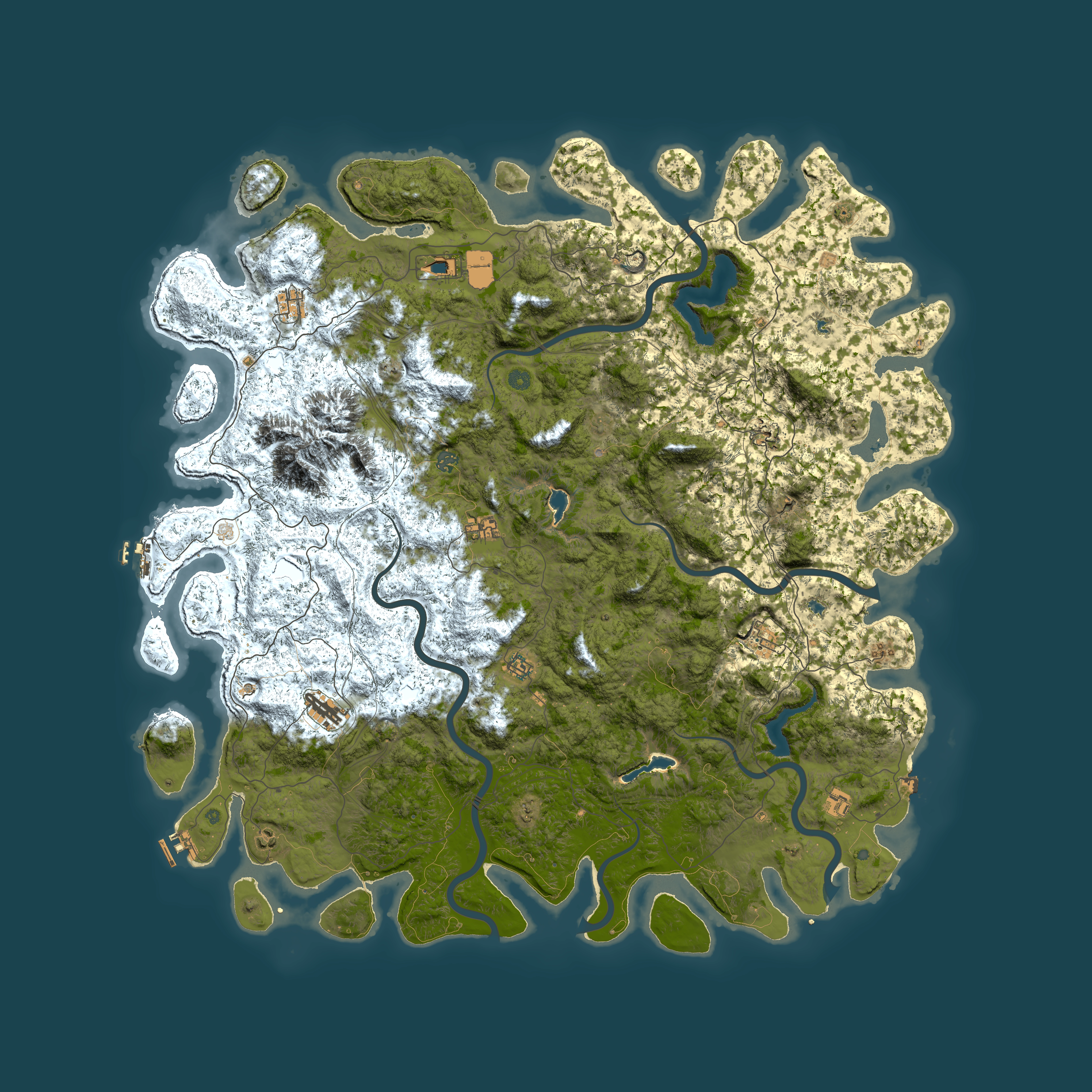 Full top-down render of Rust map seed 245192206, 6000x6000m