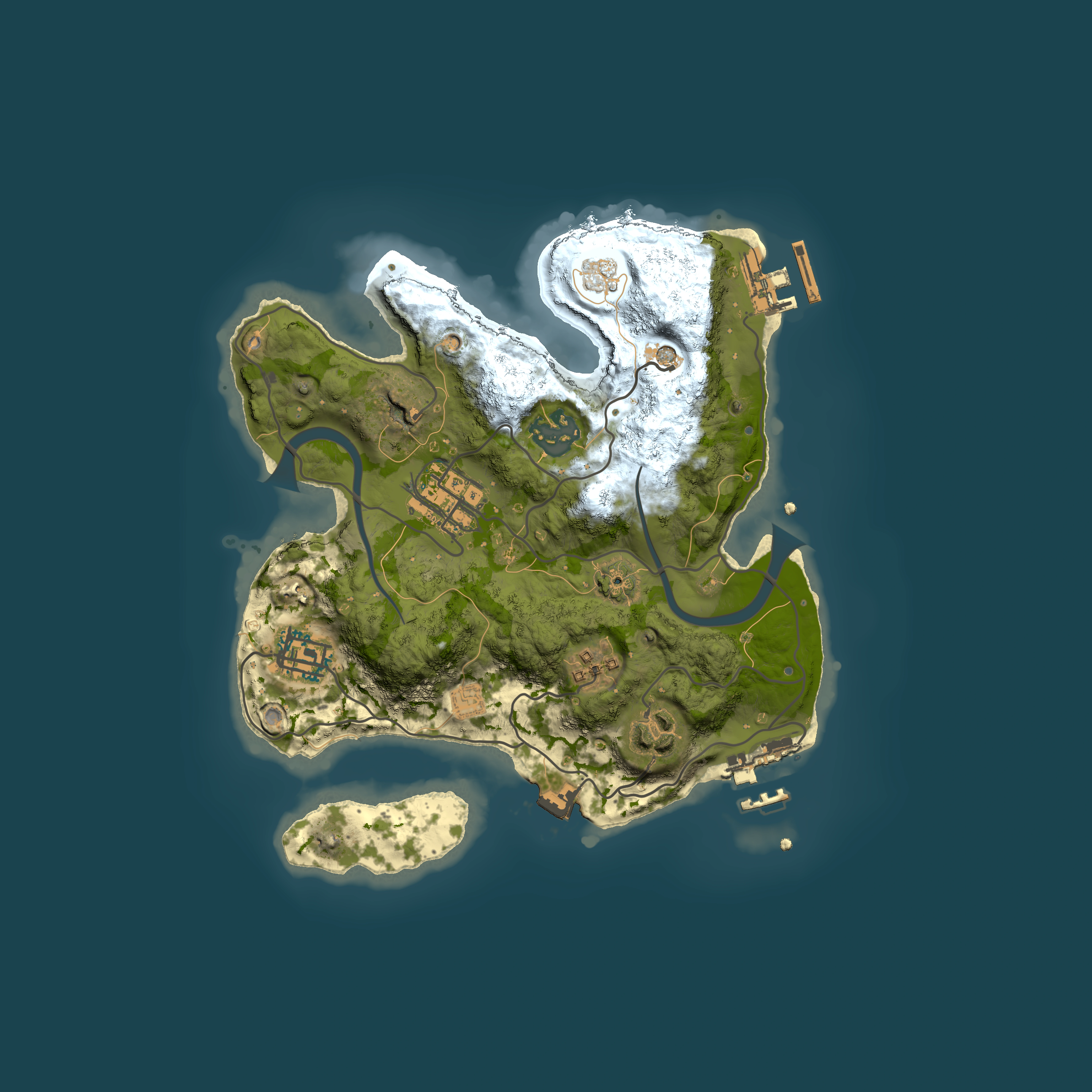 Full top-down render of Rust map seed 567060858, 2500x2500m