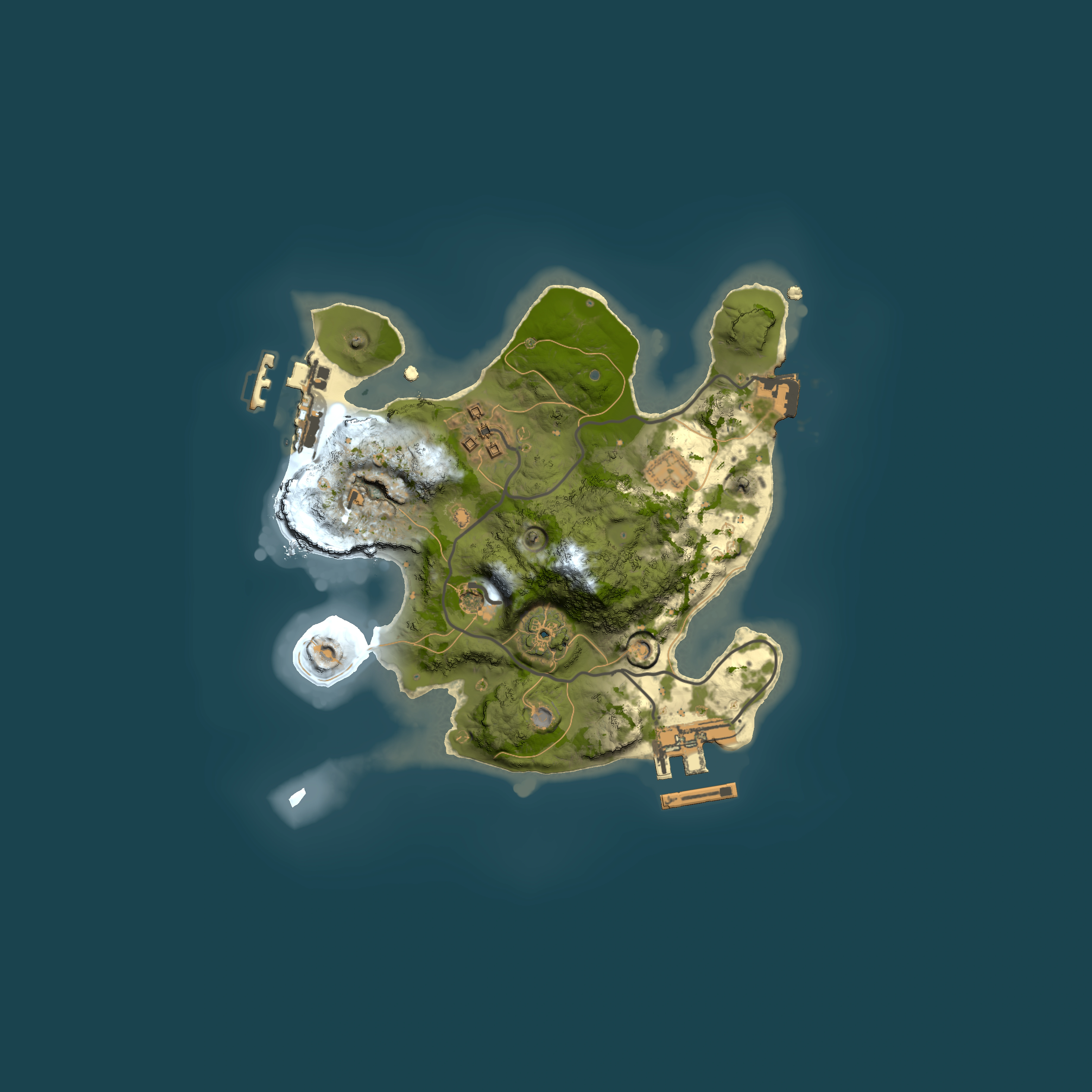 Full top-down render of Rust map seed 1486181320, 2000x2000m