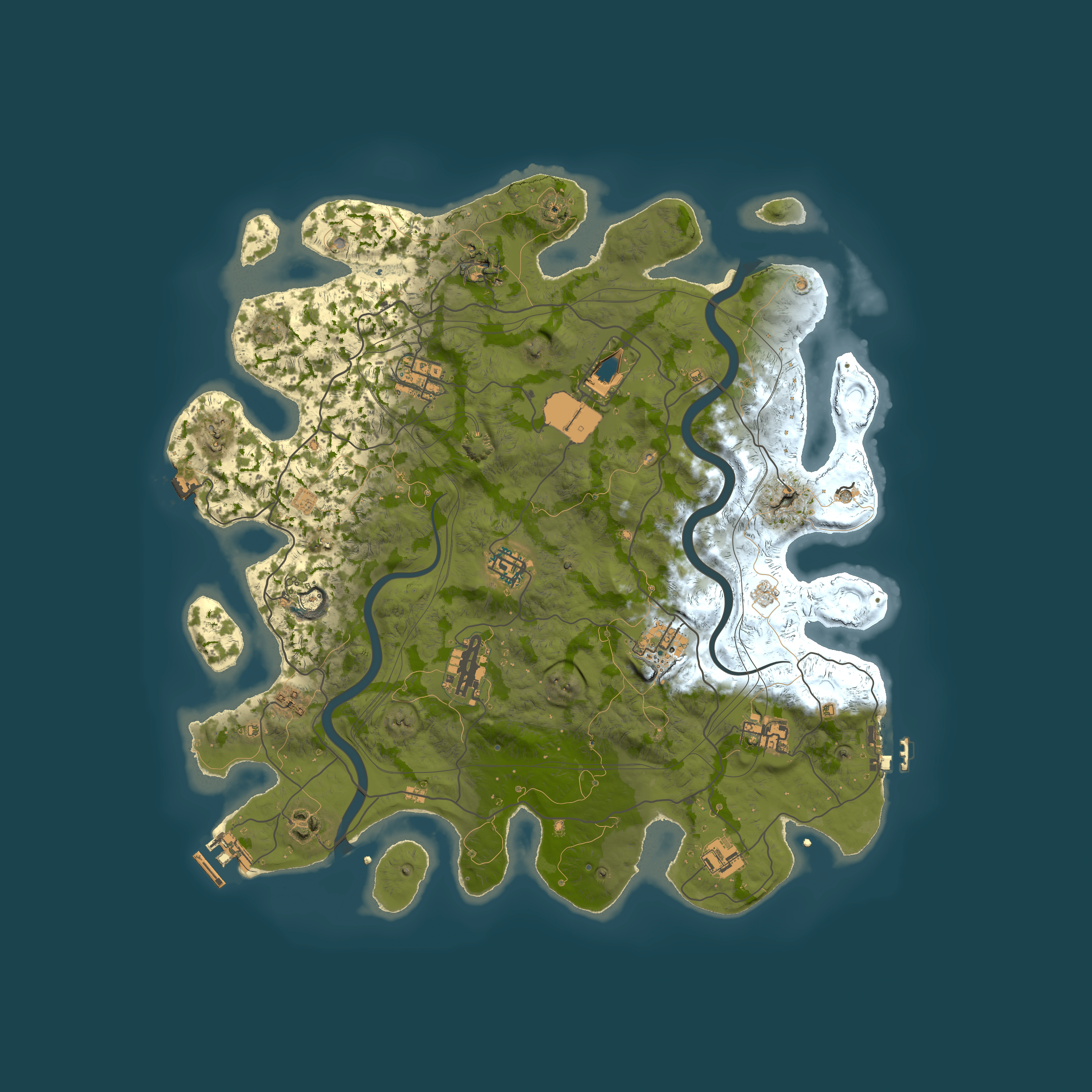 Full top-down render of Rust map seed 1112022, 4000x4000m