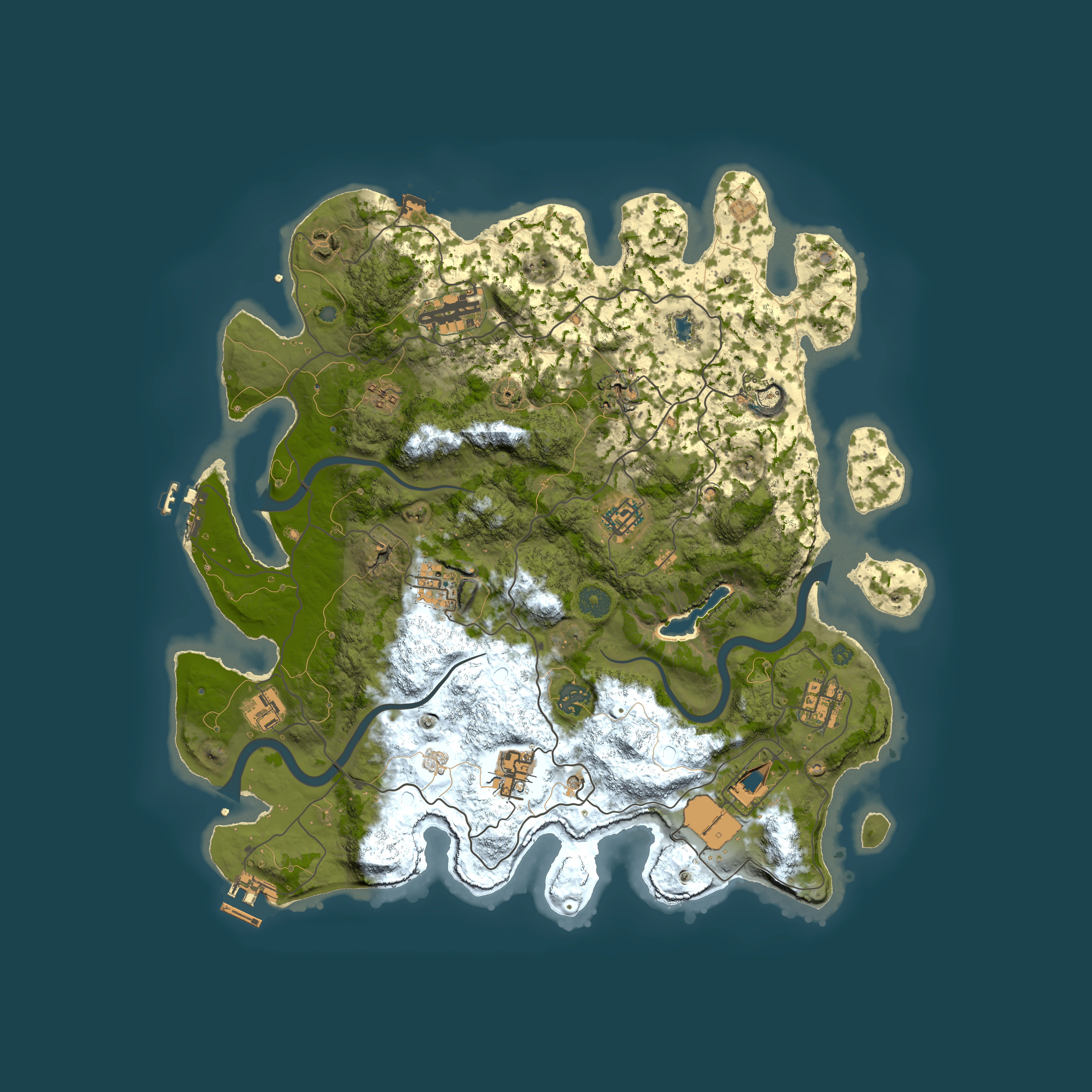 Full top-down render of Rust map seed 1281203188, 4000x4000m