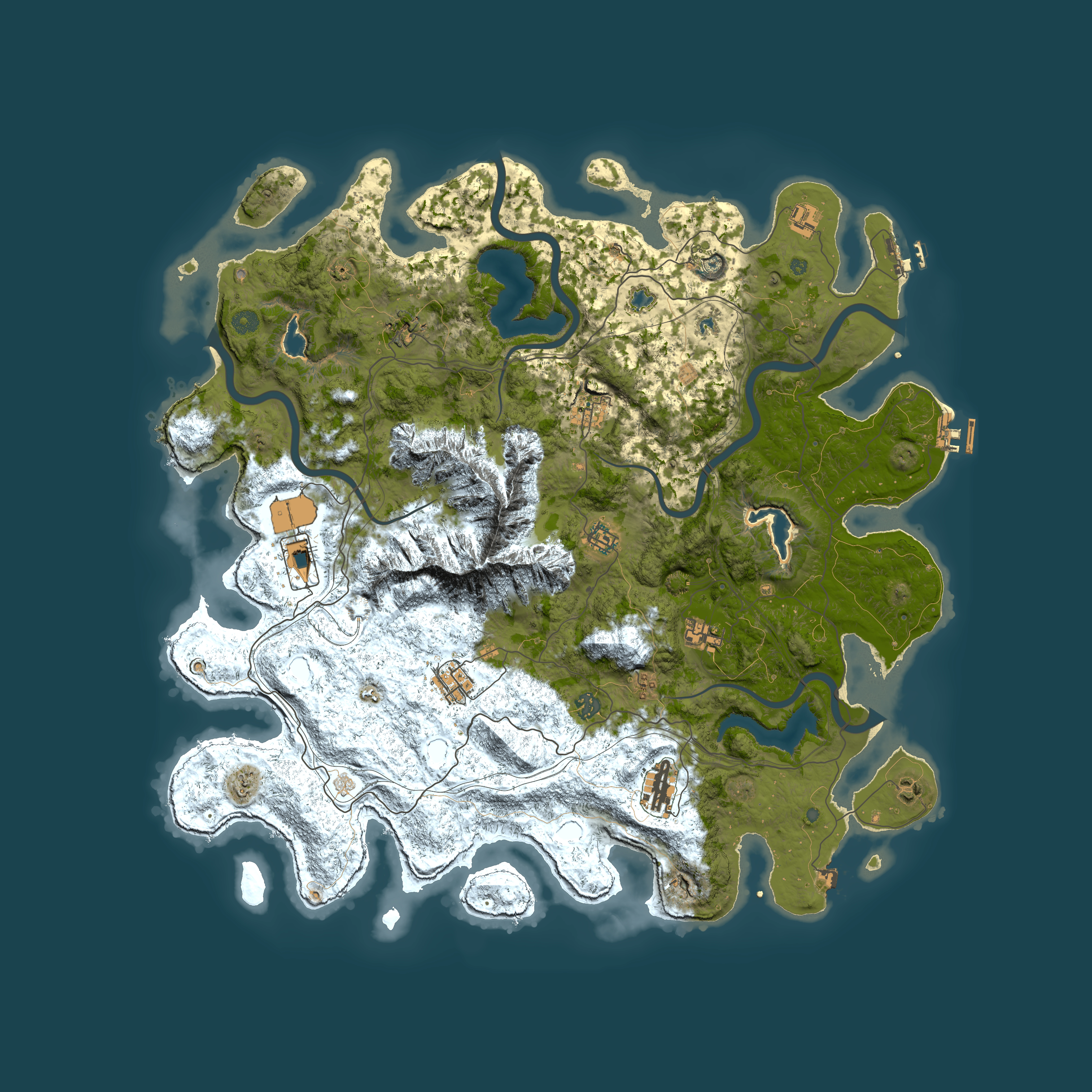 Full top-down render of Rust map seed 1757769022, 5000x5000m