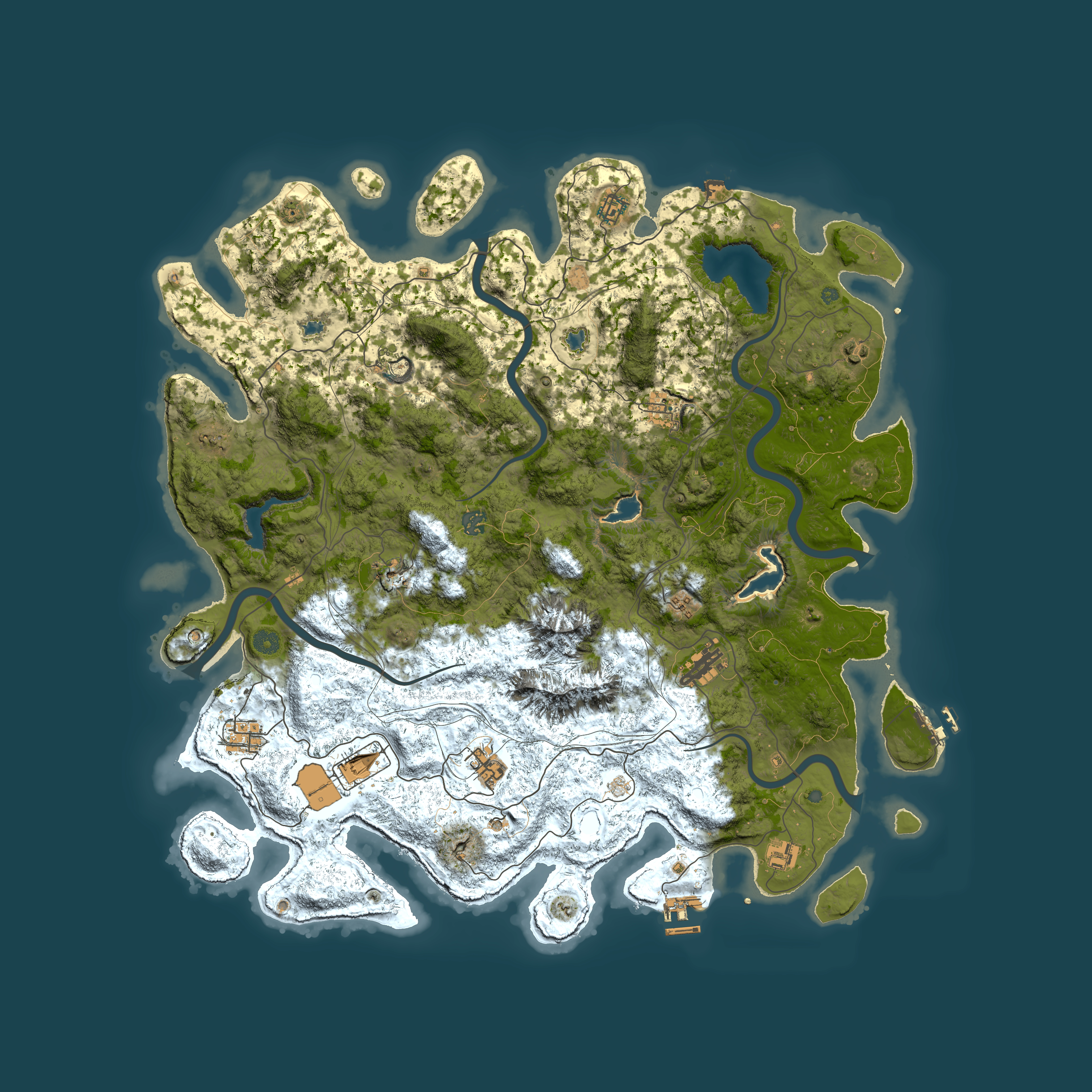 Full top-down render of Rust map seed 1463016859, 5000x5000m