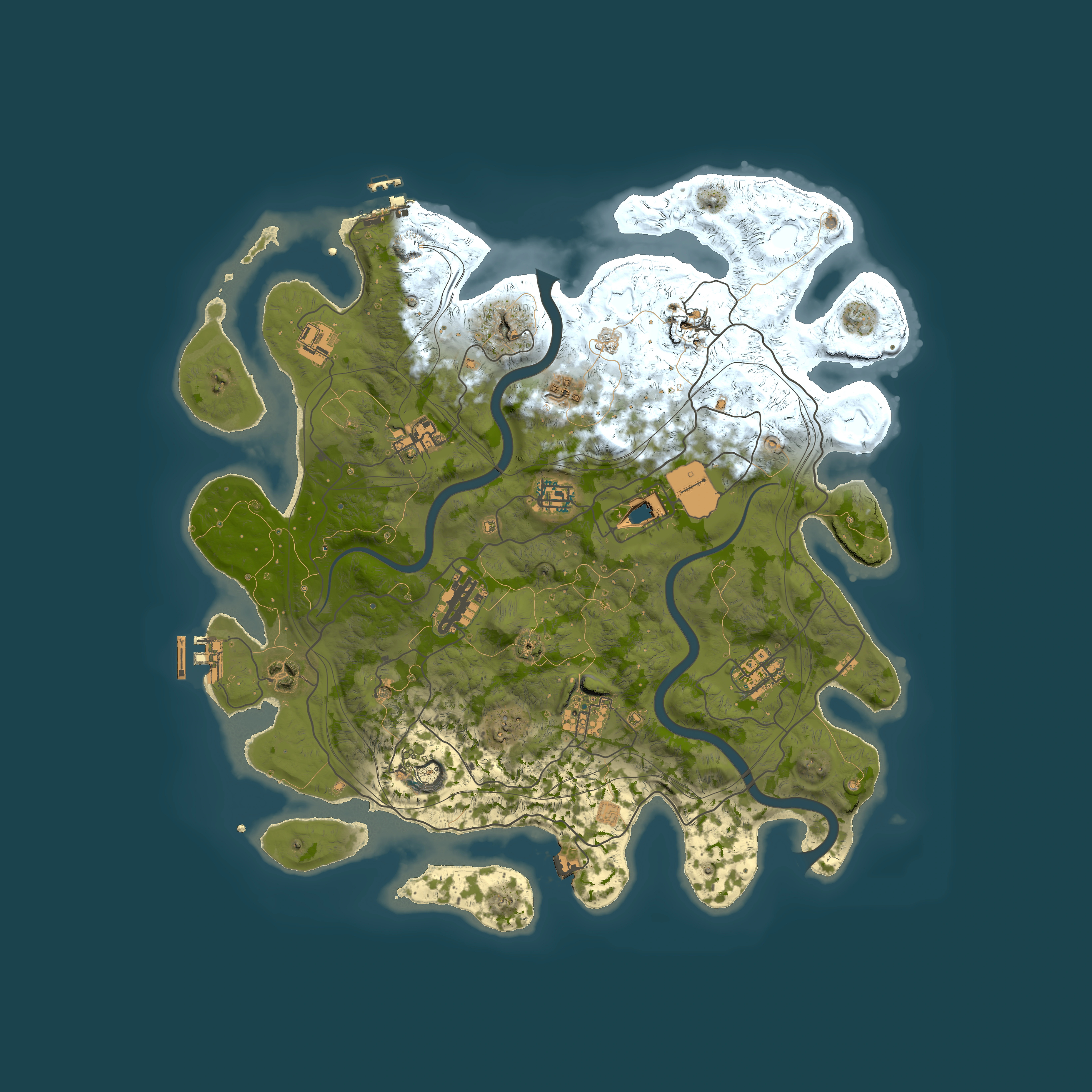 Full top-down render of Rust map seed 1337, 4000x4000m