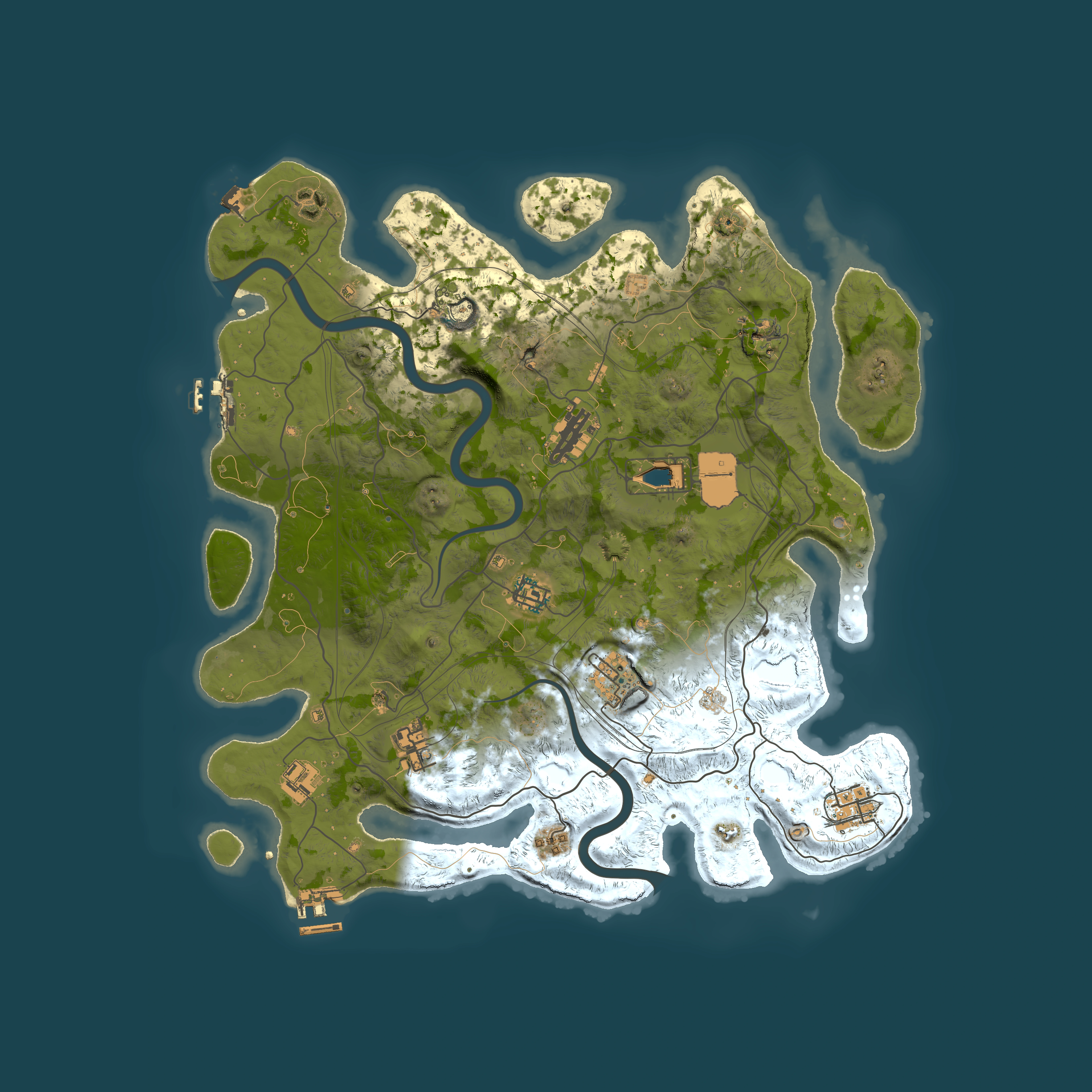 Full top-down render of Rust map seed 1337, 4000x4000m