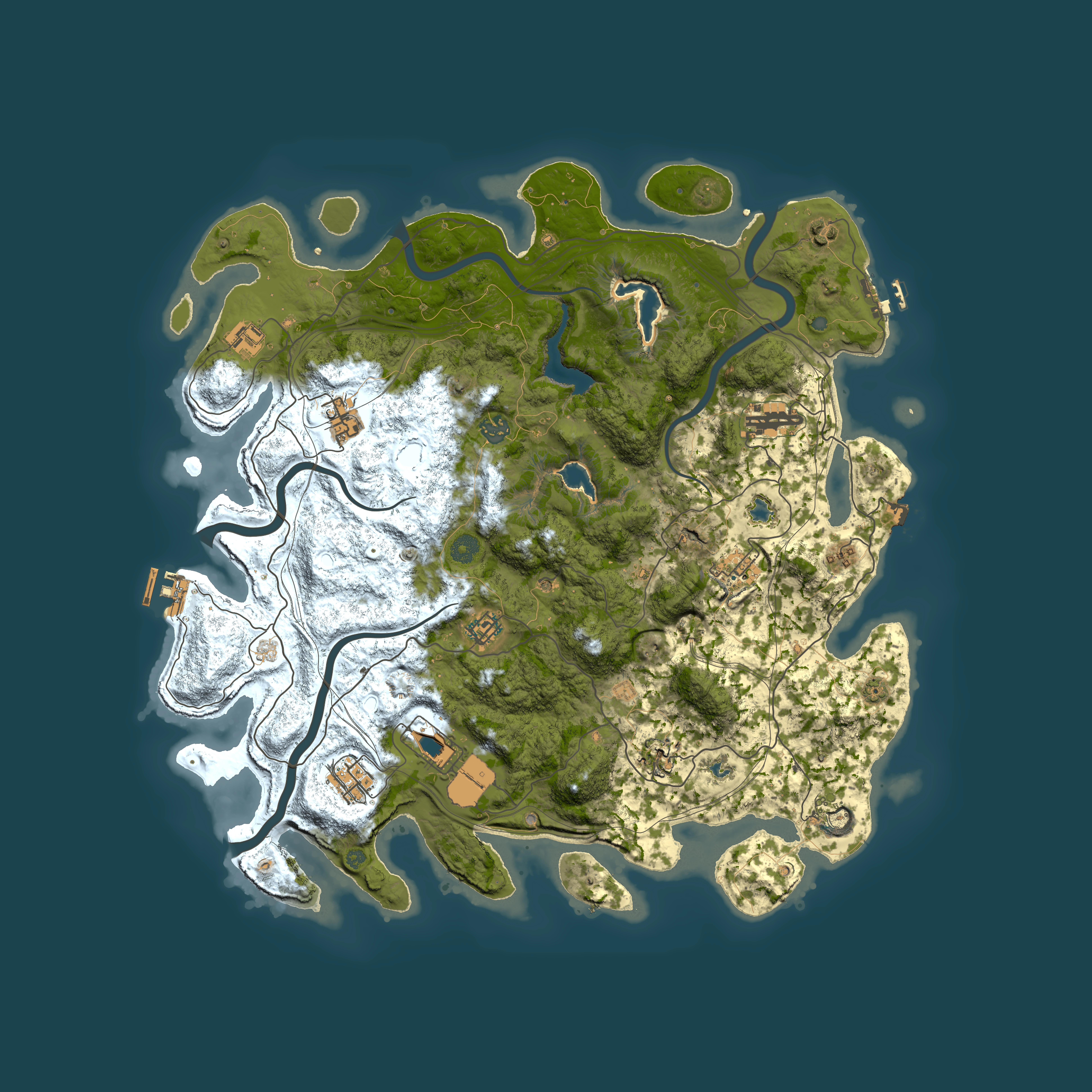 Full top-down render of Rust map seed 411807845, 4500x4500m