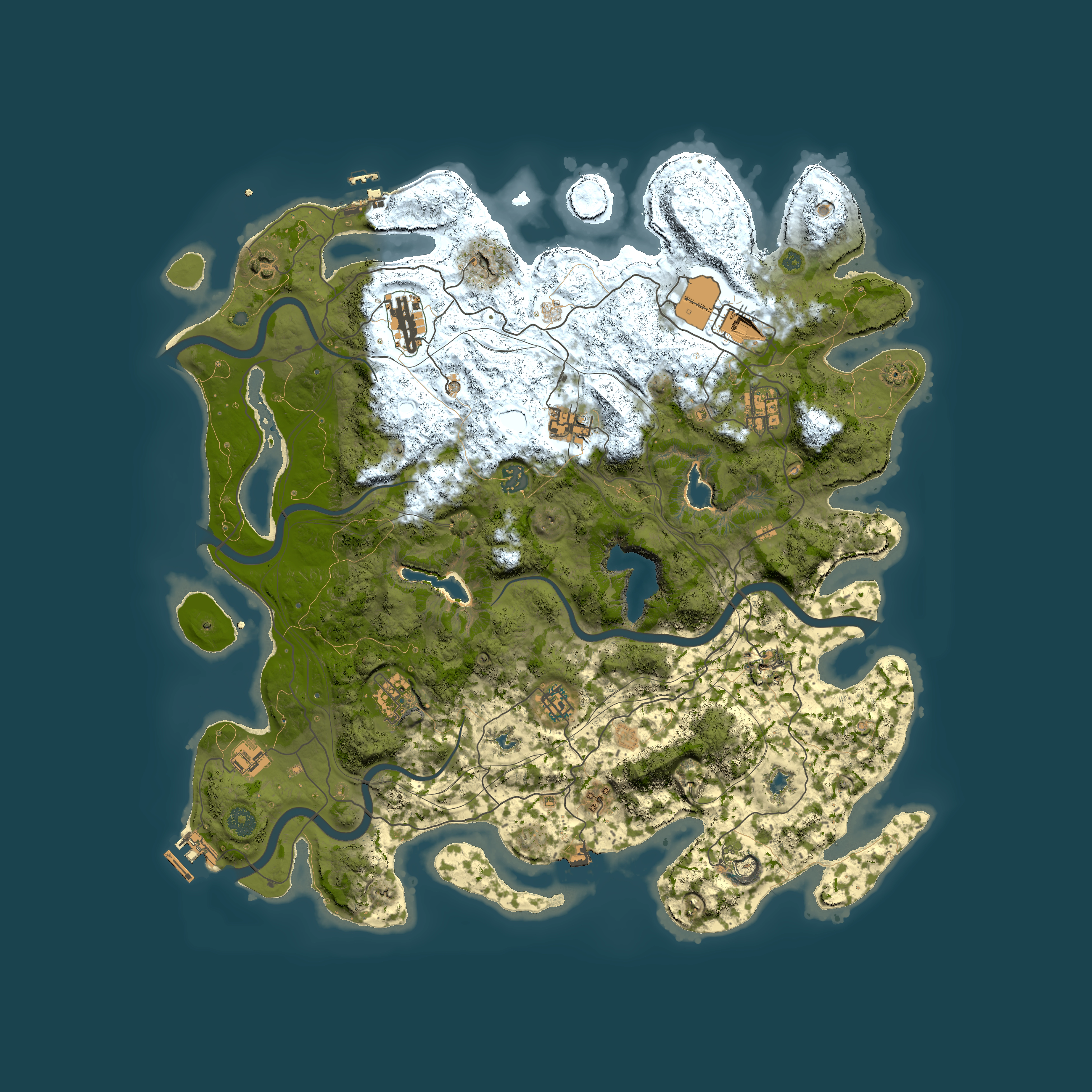 Full top-down render of Rust map seed 197234588, 4500x4500m
