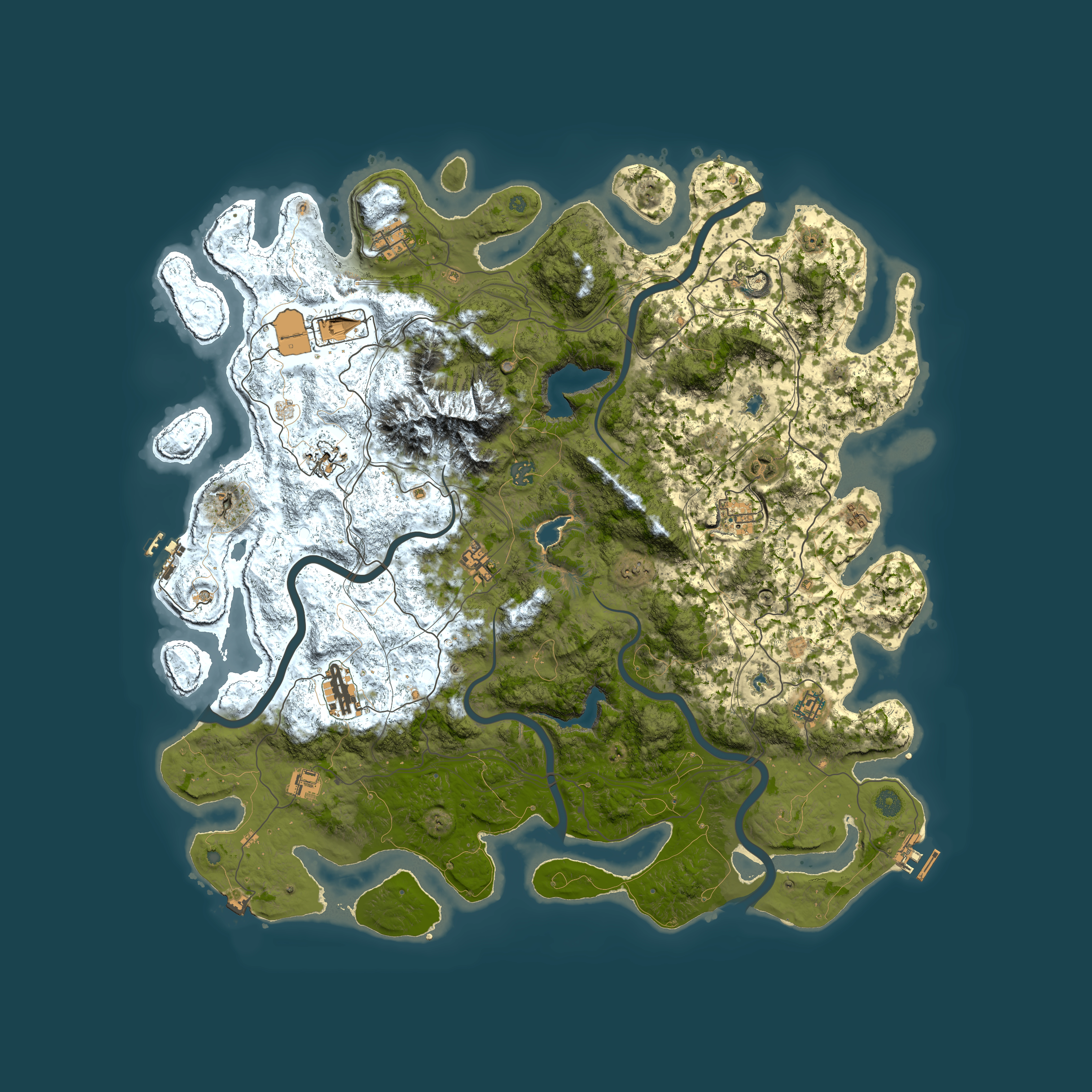 Full top-down render of Rust map seed 1320785561, 5000x5000m