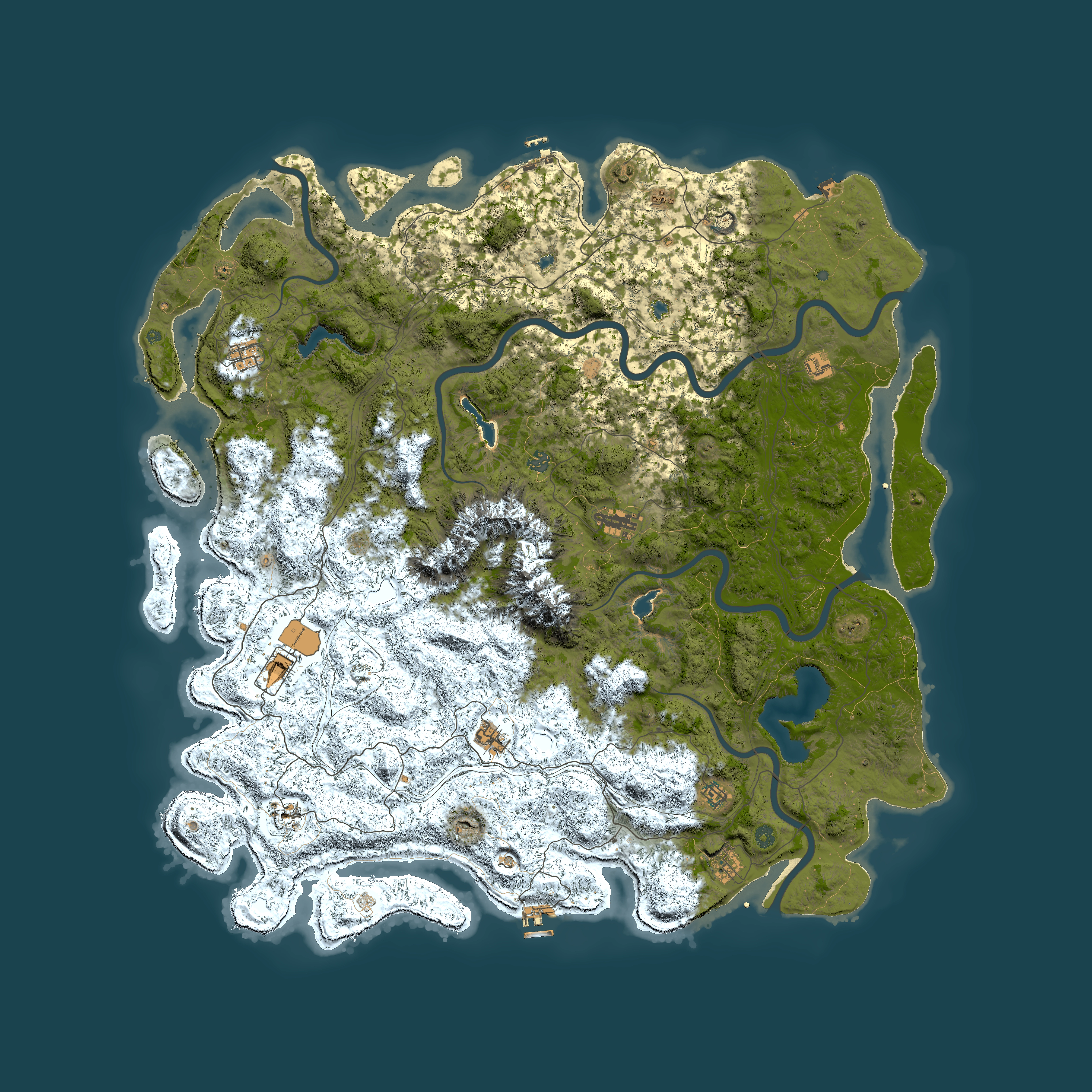 Full top-down render of Rust map seed 861009174, 6000x6000m