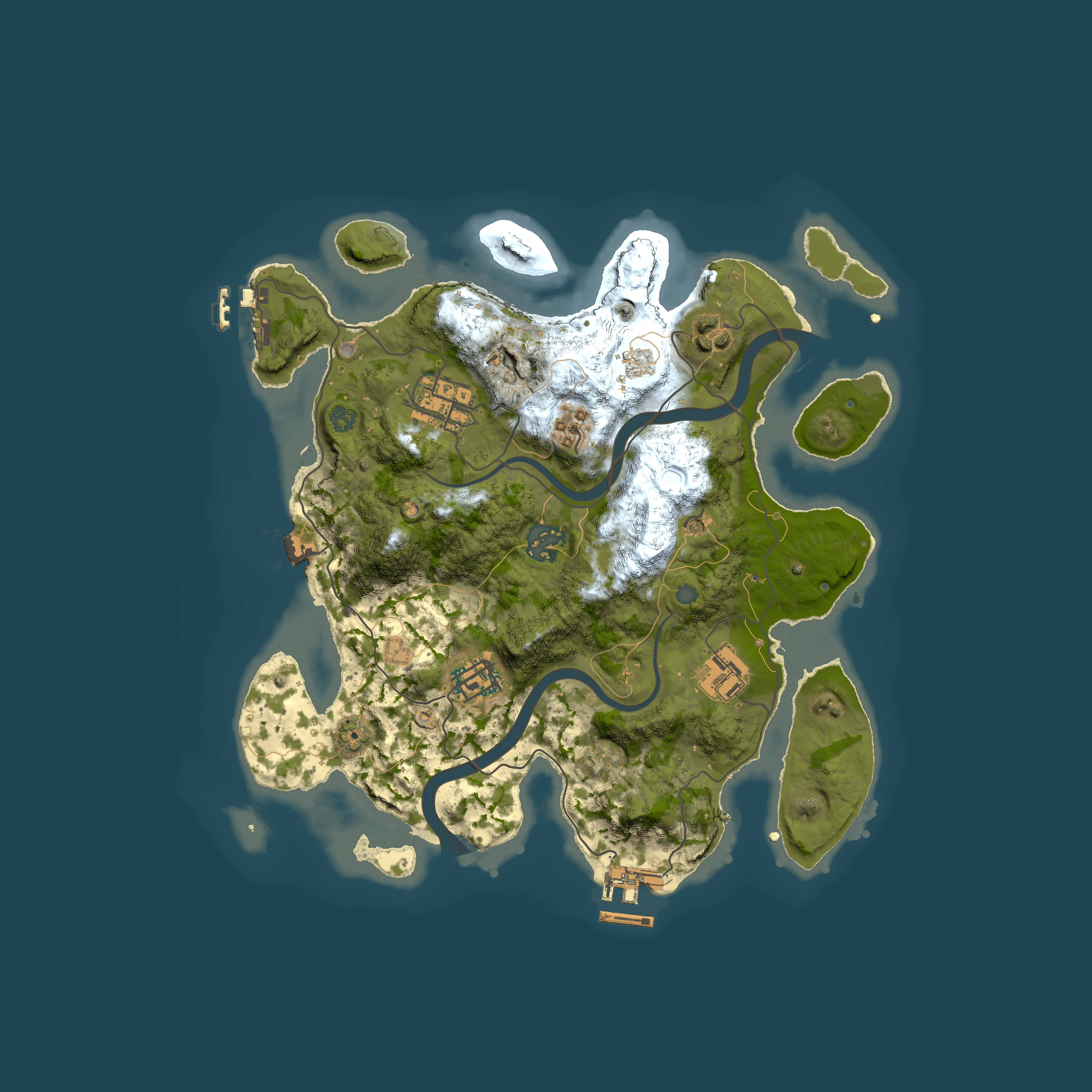 Full top-down render of Rust map seed 623463137, 3000x3000m