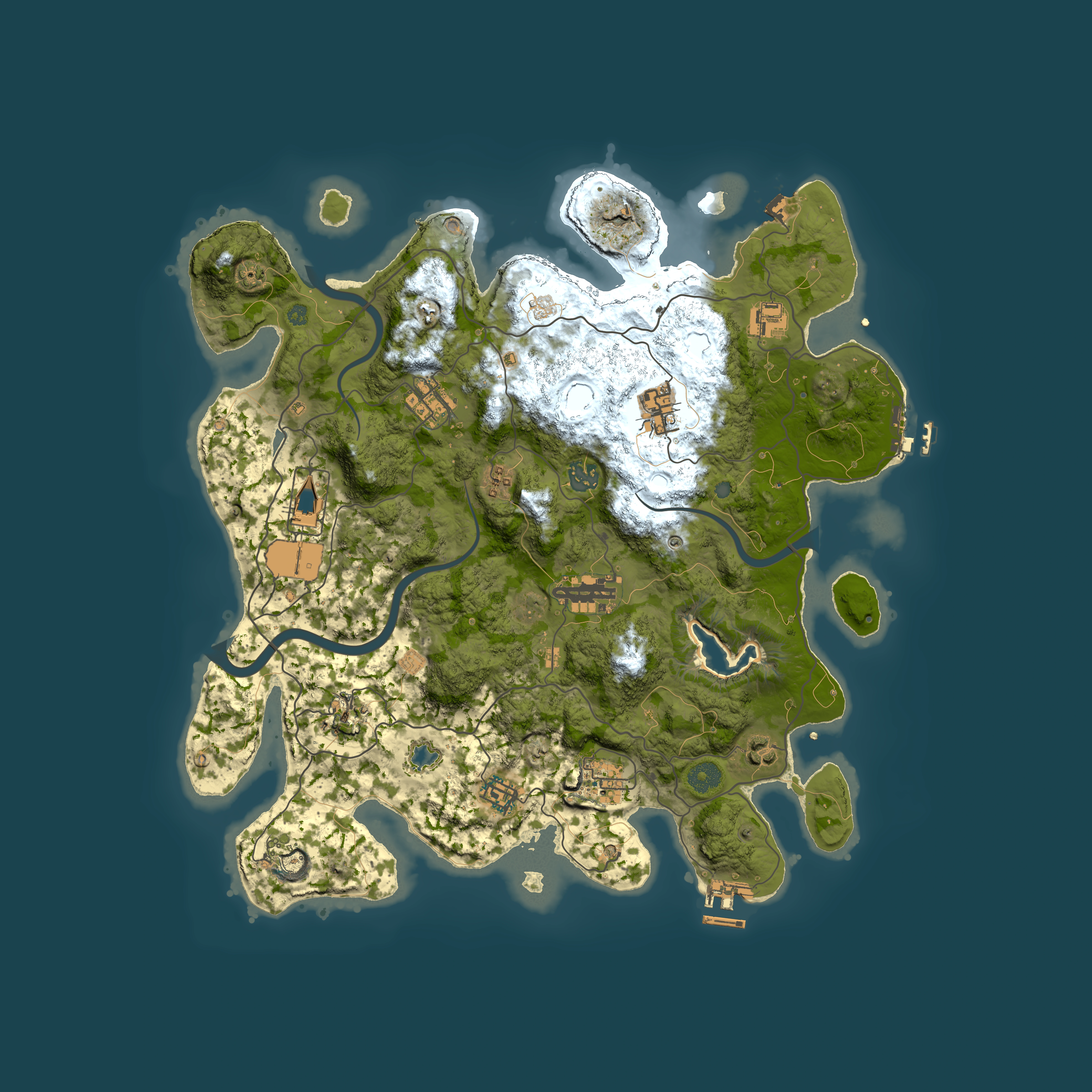 Full top-down render of Rust map seed 1098009947, 4000x4000m