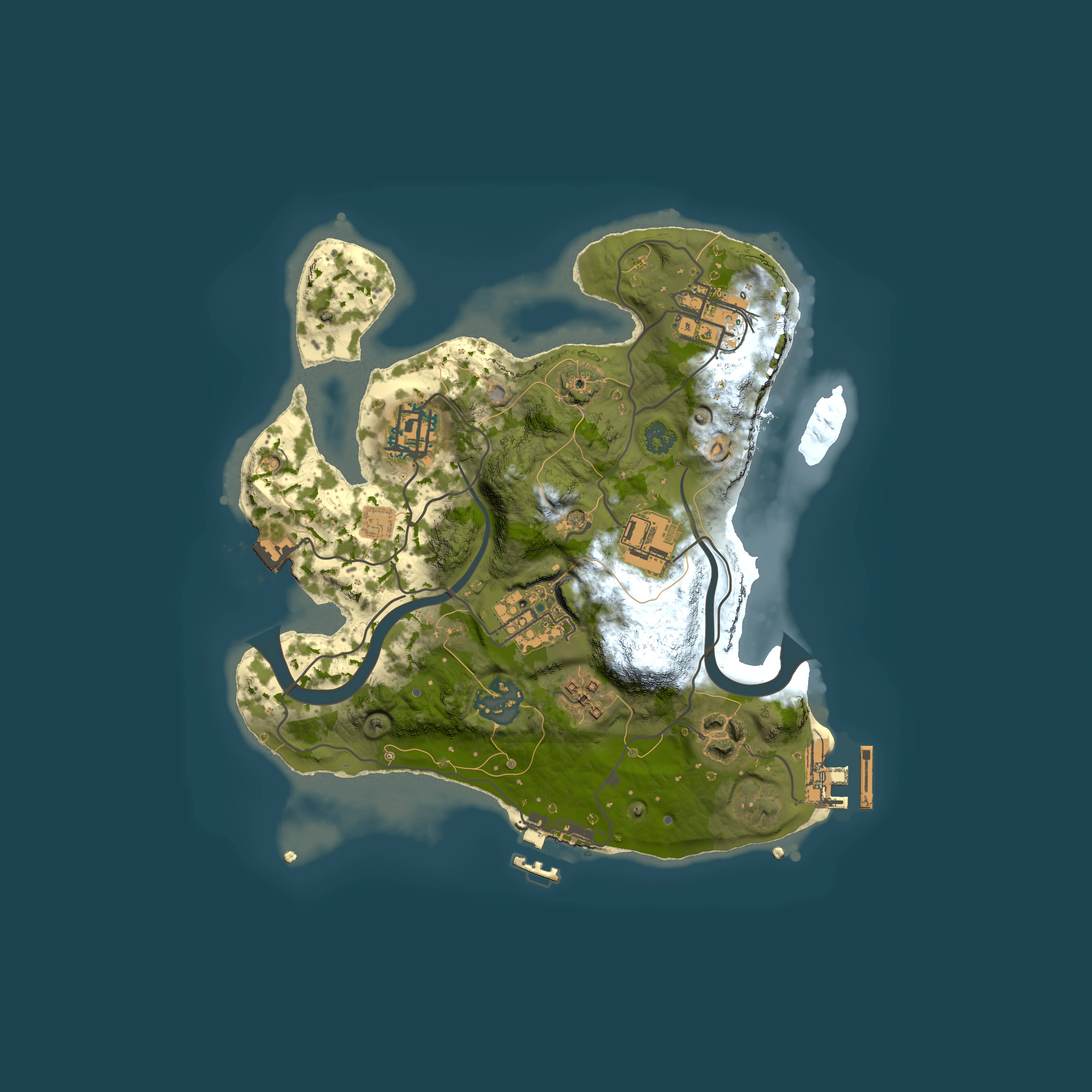Full top-down render of Rust map seed 1195120134, 2500x2500m