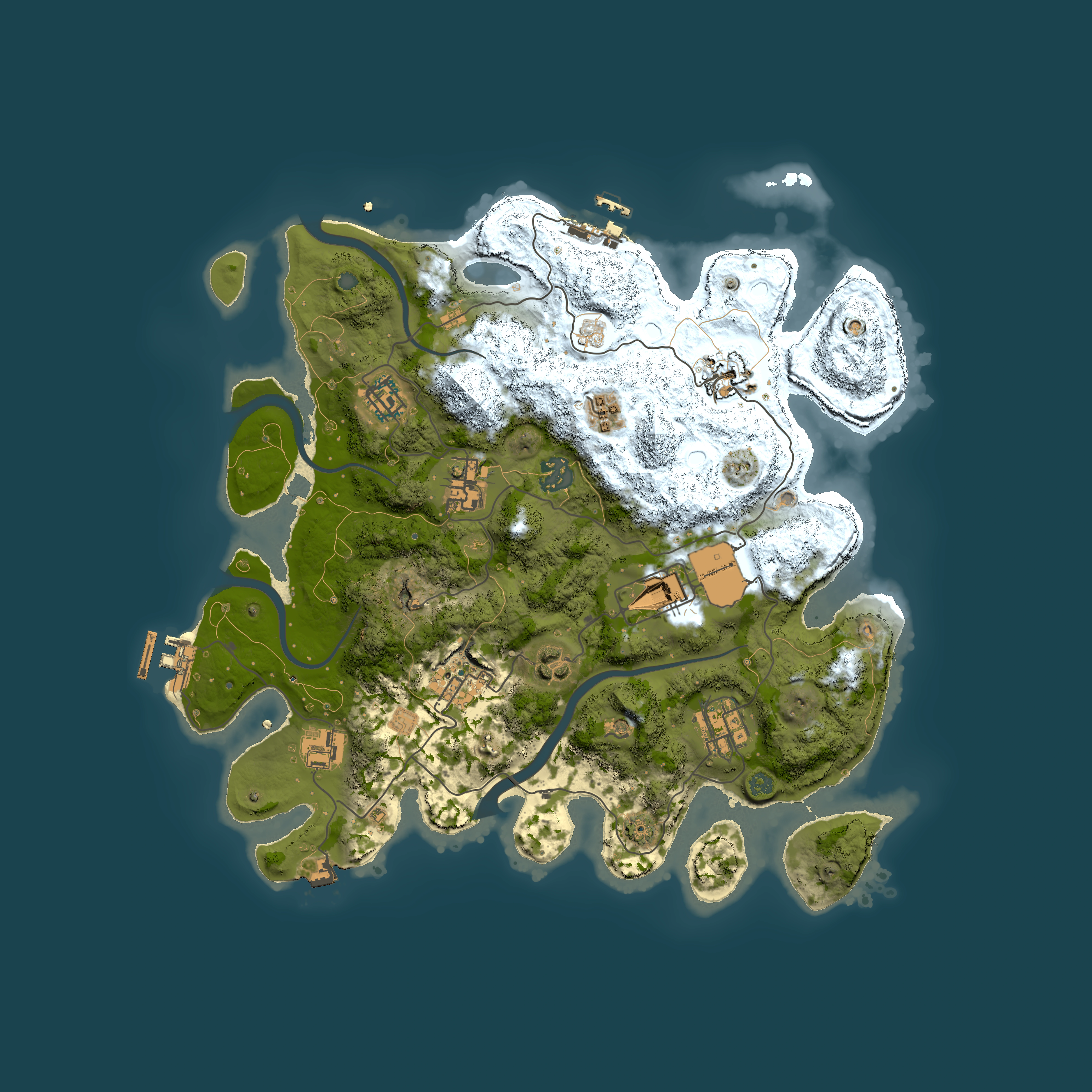 Full top-down render of Rust map seed 1061538533, 3500x3500m