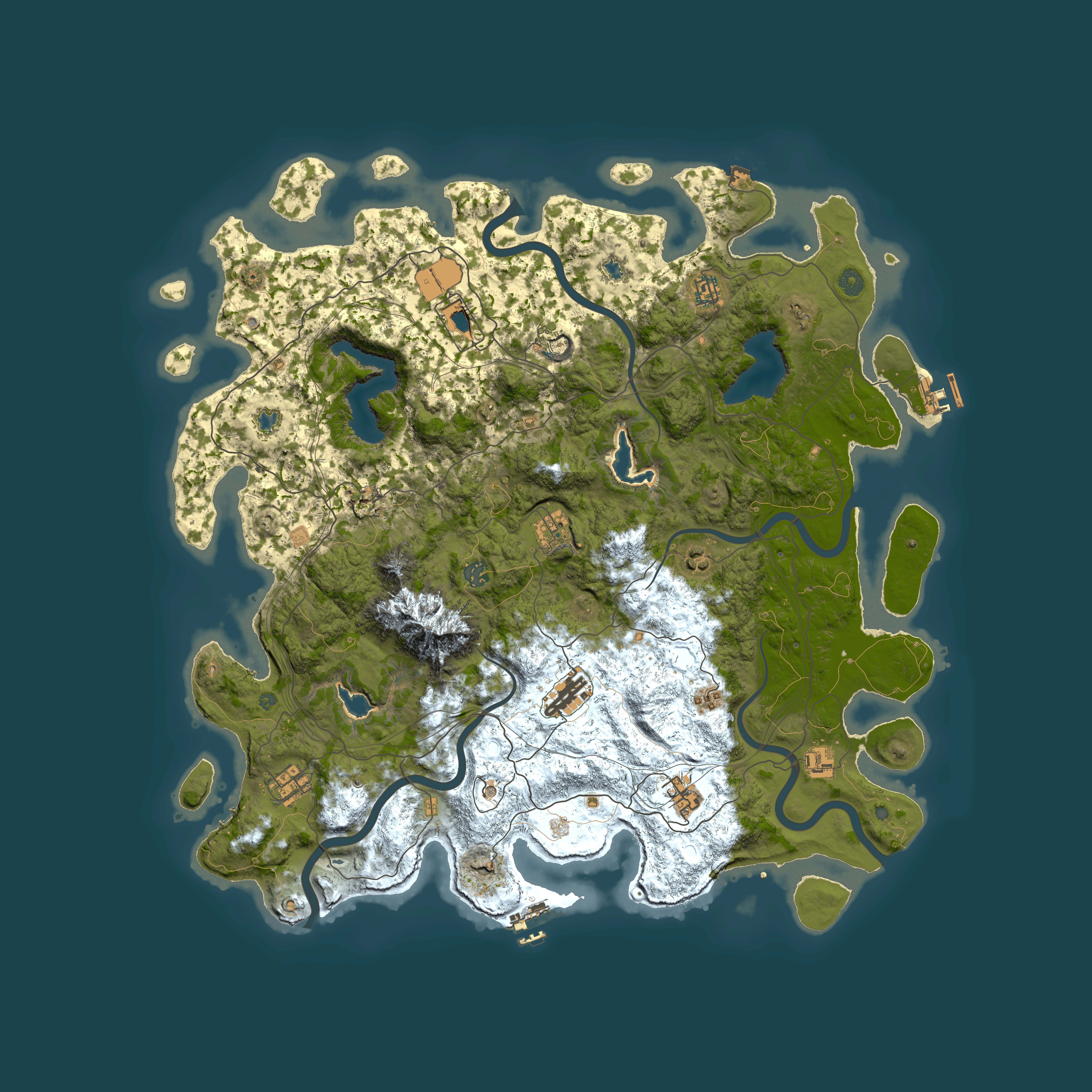 Full top-down render of Rust map seed 2044491732, 5000x5000m