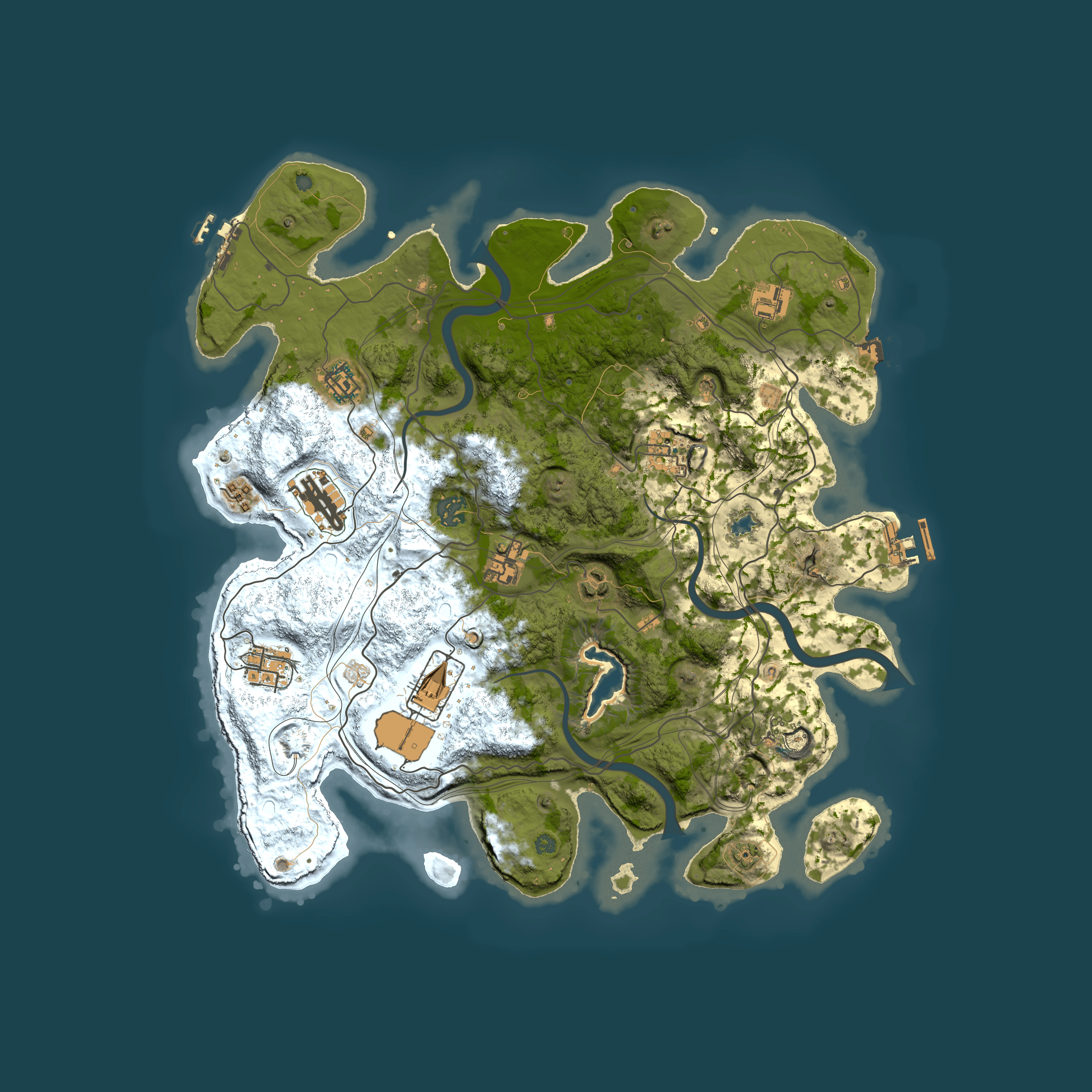 Full top-down render of Rust map seed 1337, 4000x4000m