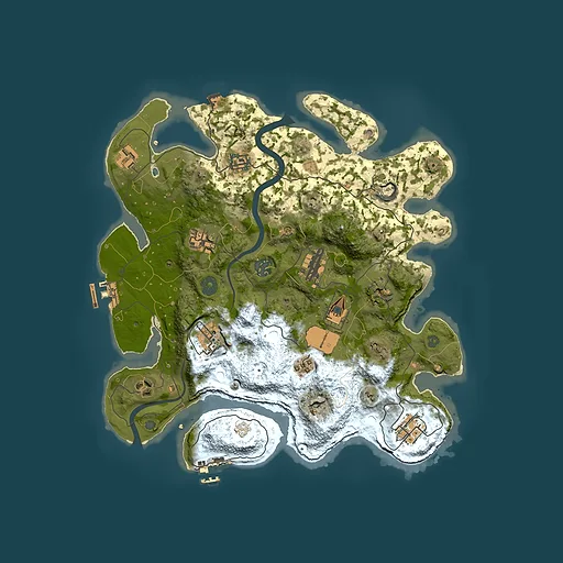 Rust map seed 1354814277, 3500x3500m top-down preview
