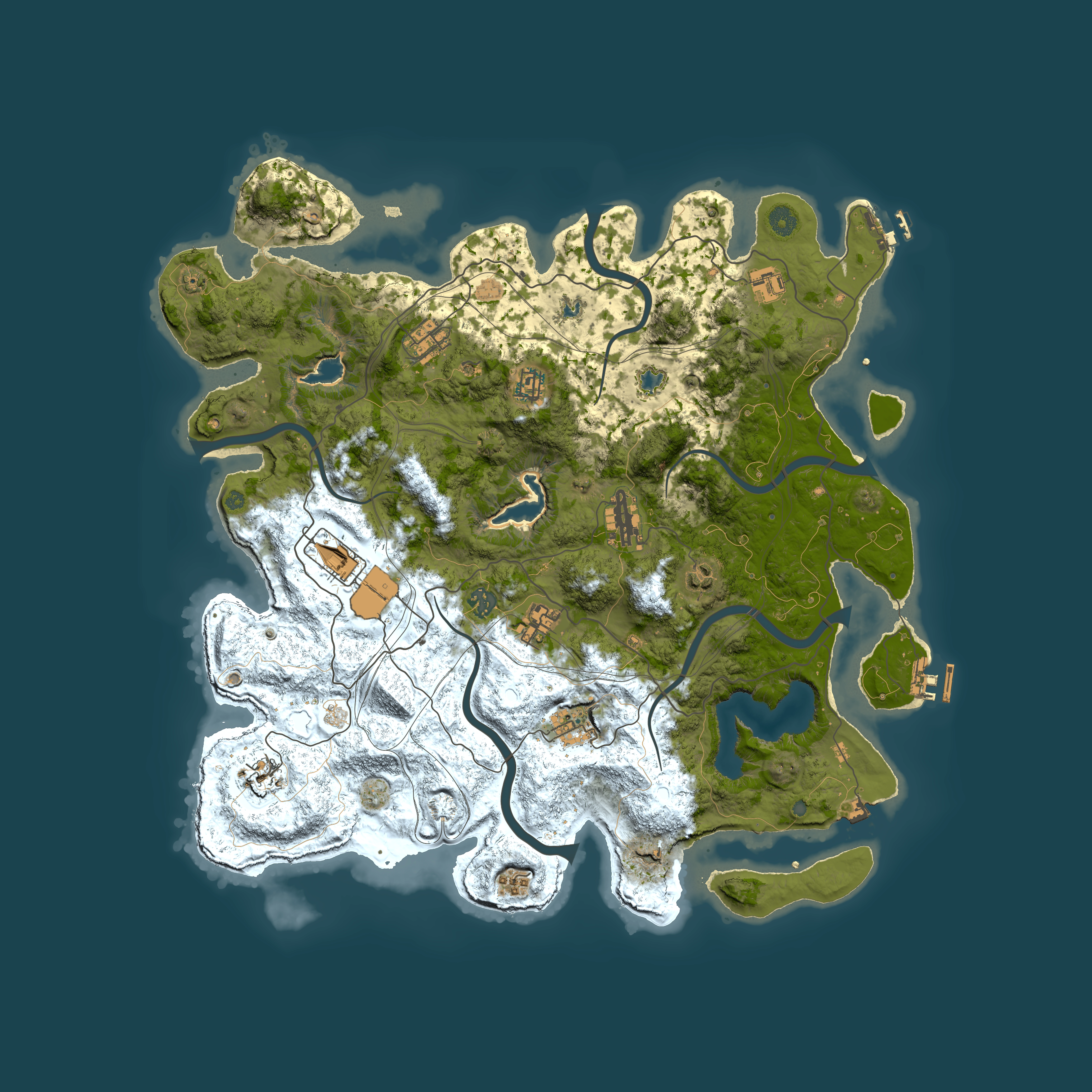 Full top-down render of Rust map seed 432494340, 4500x4500m