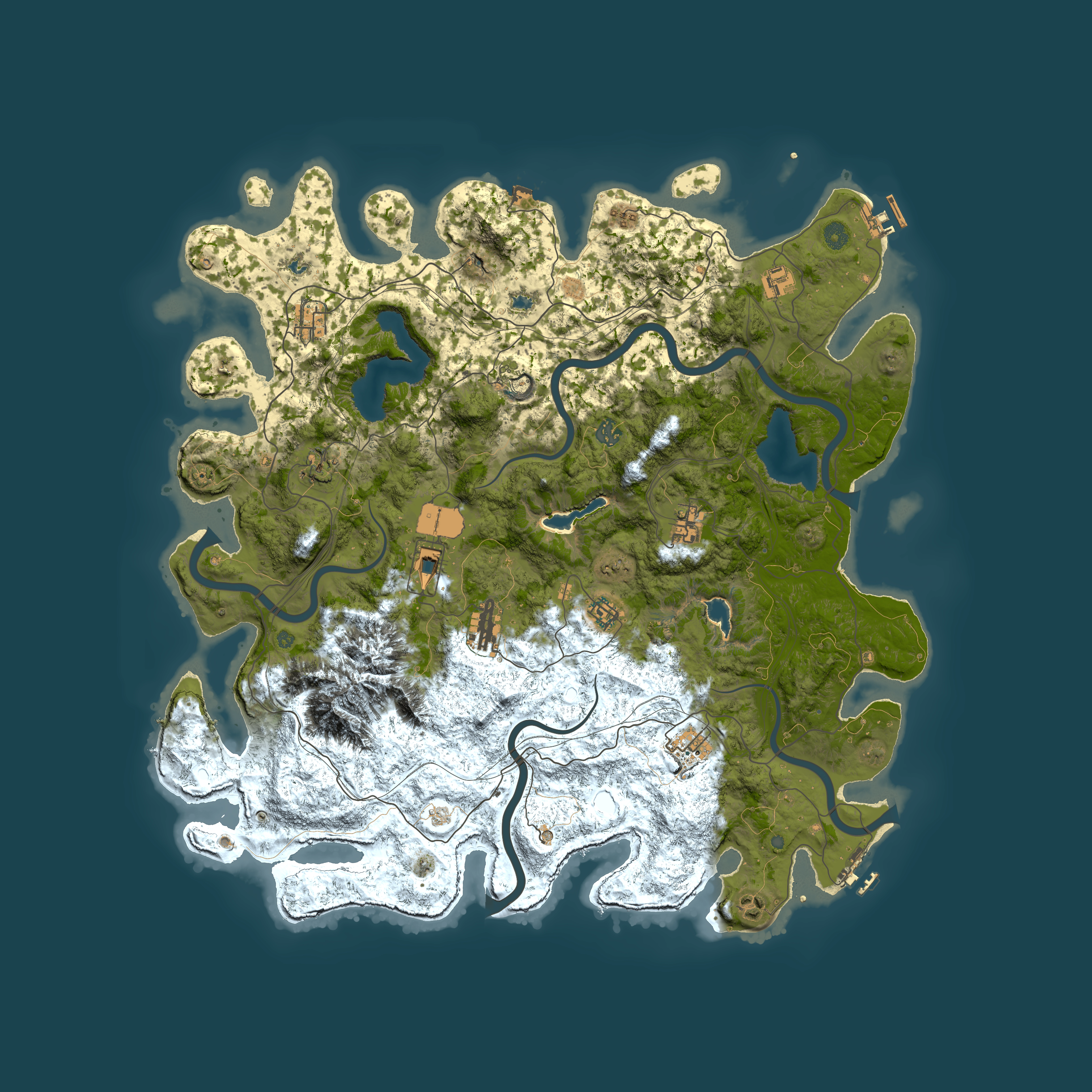 Full top-down render of Rust map seed 716967663, 5000x5000m