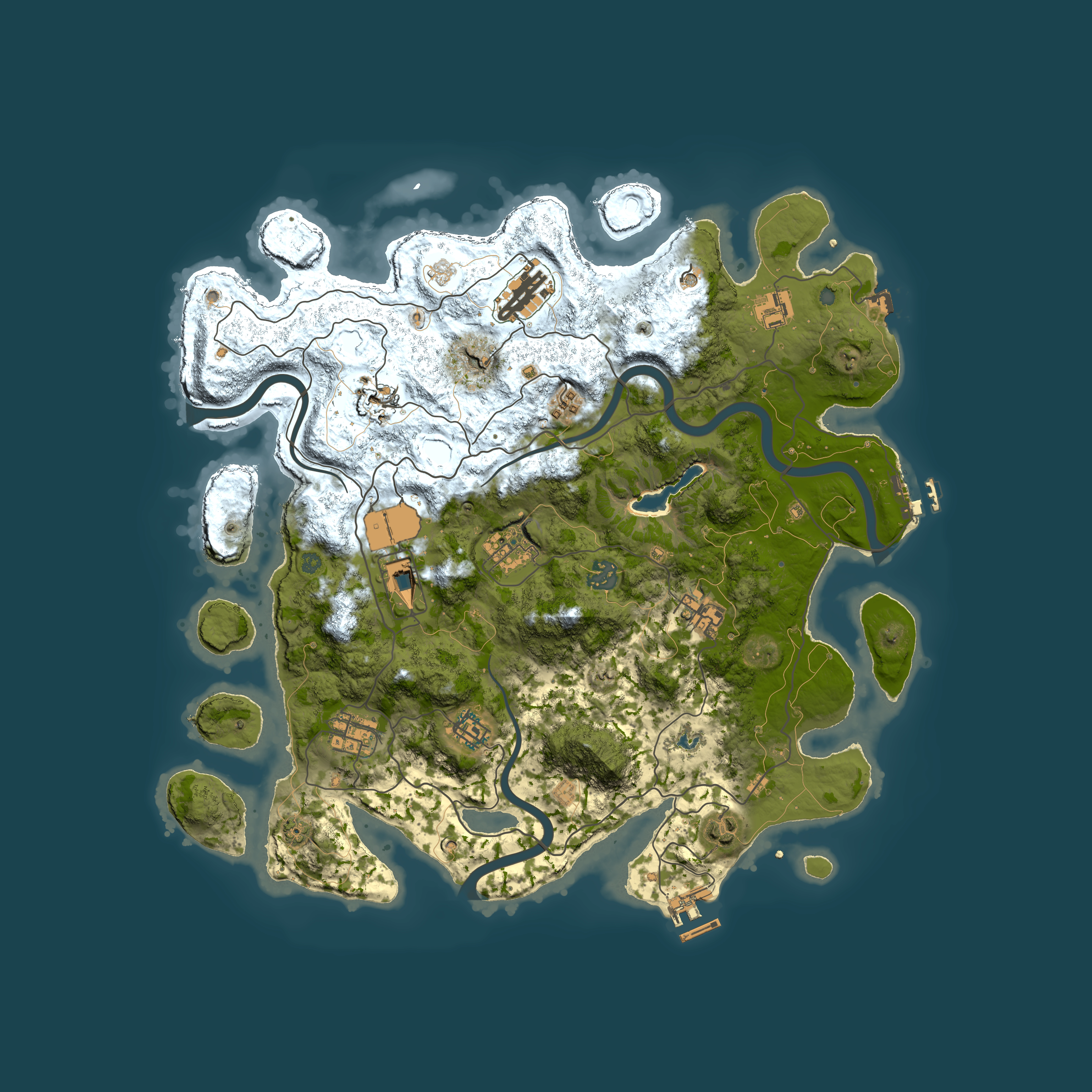 Full top-down render of Rust map seed 174802054, 4000x4000m