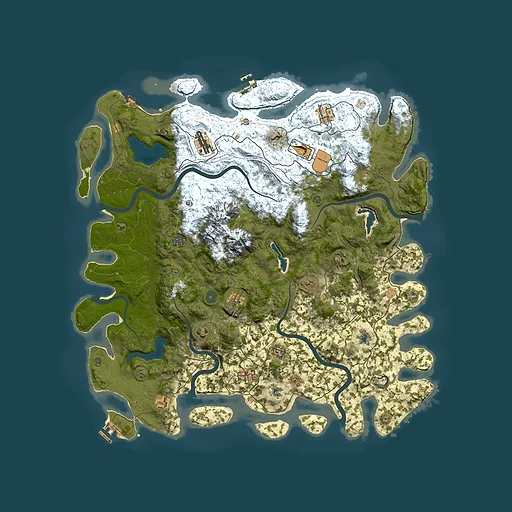 Rust map seed 607333870, 5000x5000m top-down preview