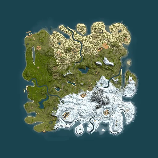 Rust map seed 1664016471, 5000x5000m top-down preview