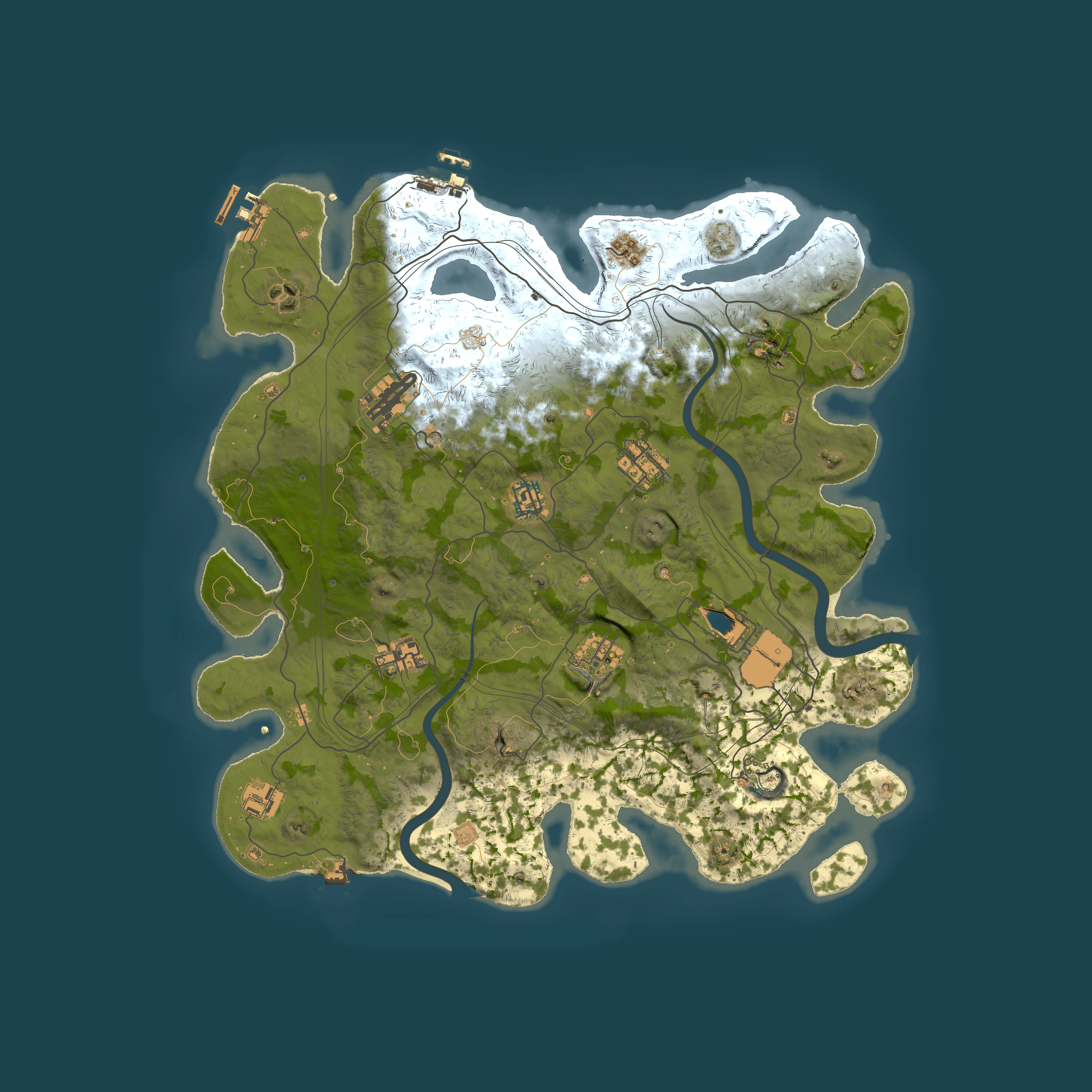 Full top-down render of Rust map seed 1337, 4000x4000m