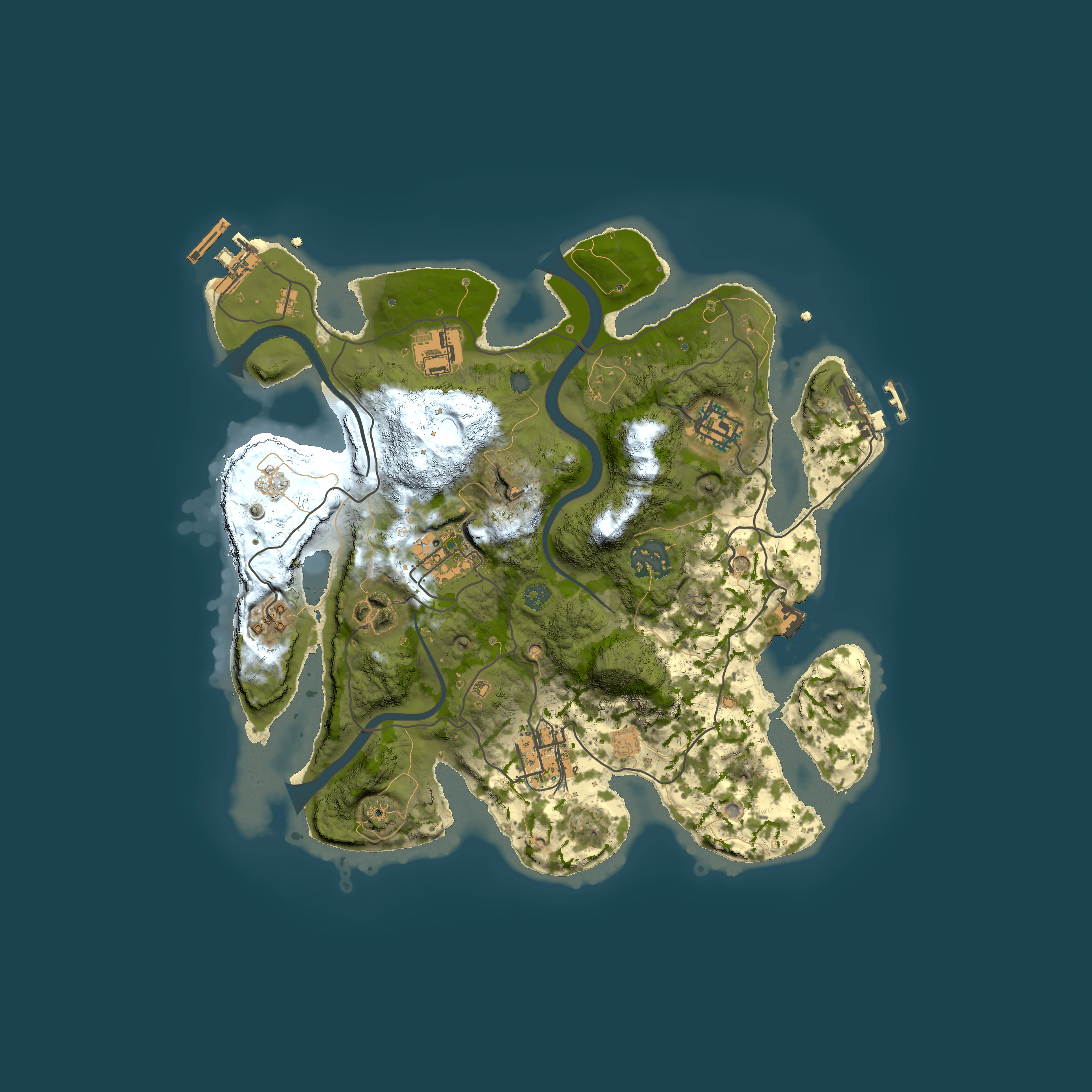 Full top-down render of Rust map seed 915461523, 3000x3000m