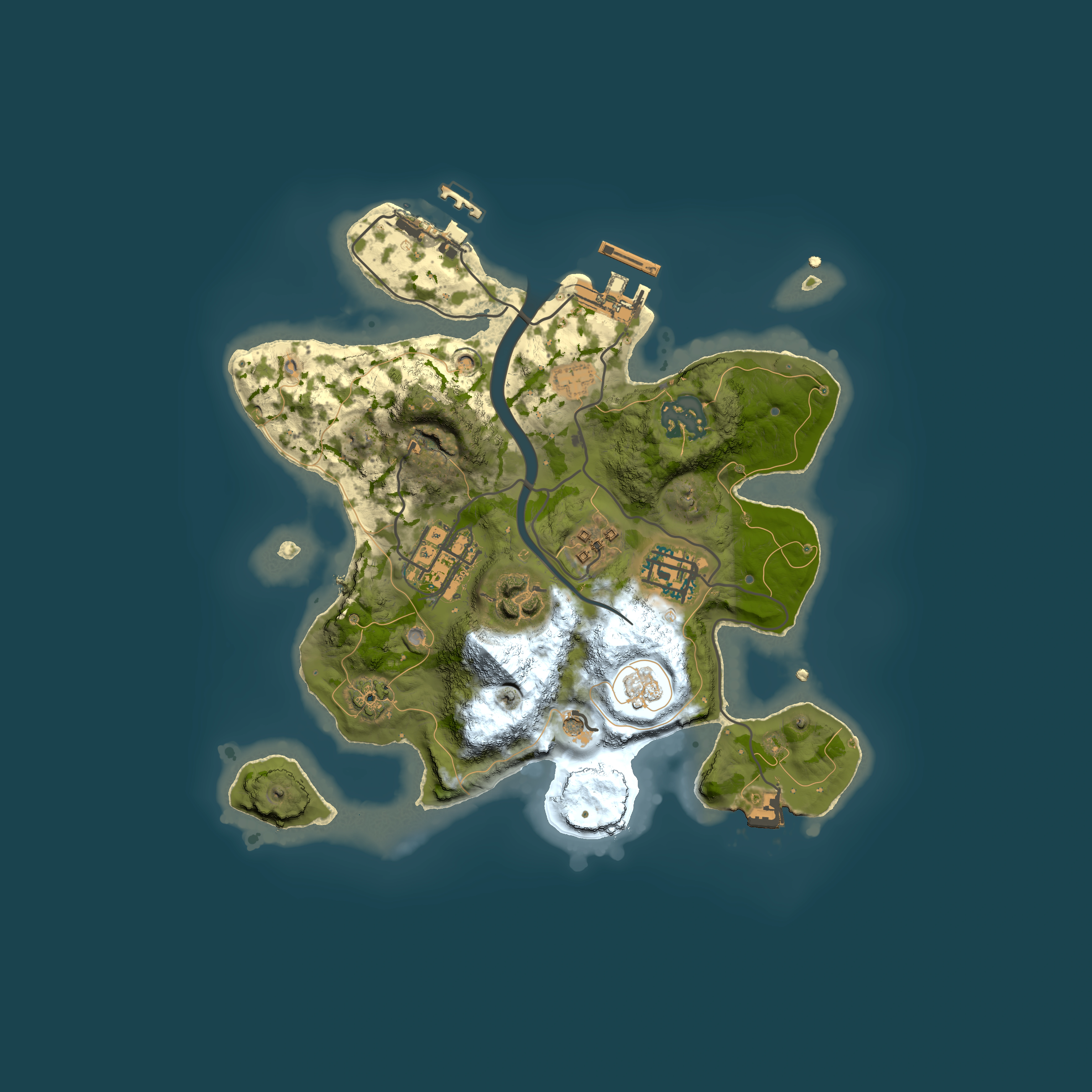 Full top-down render of Rust map seed 2098525295, 2500x2500m