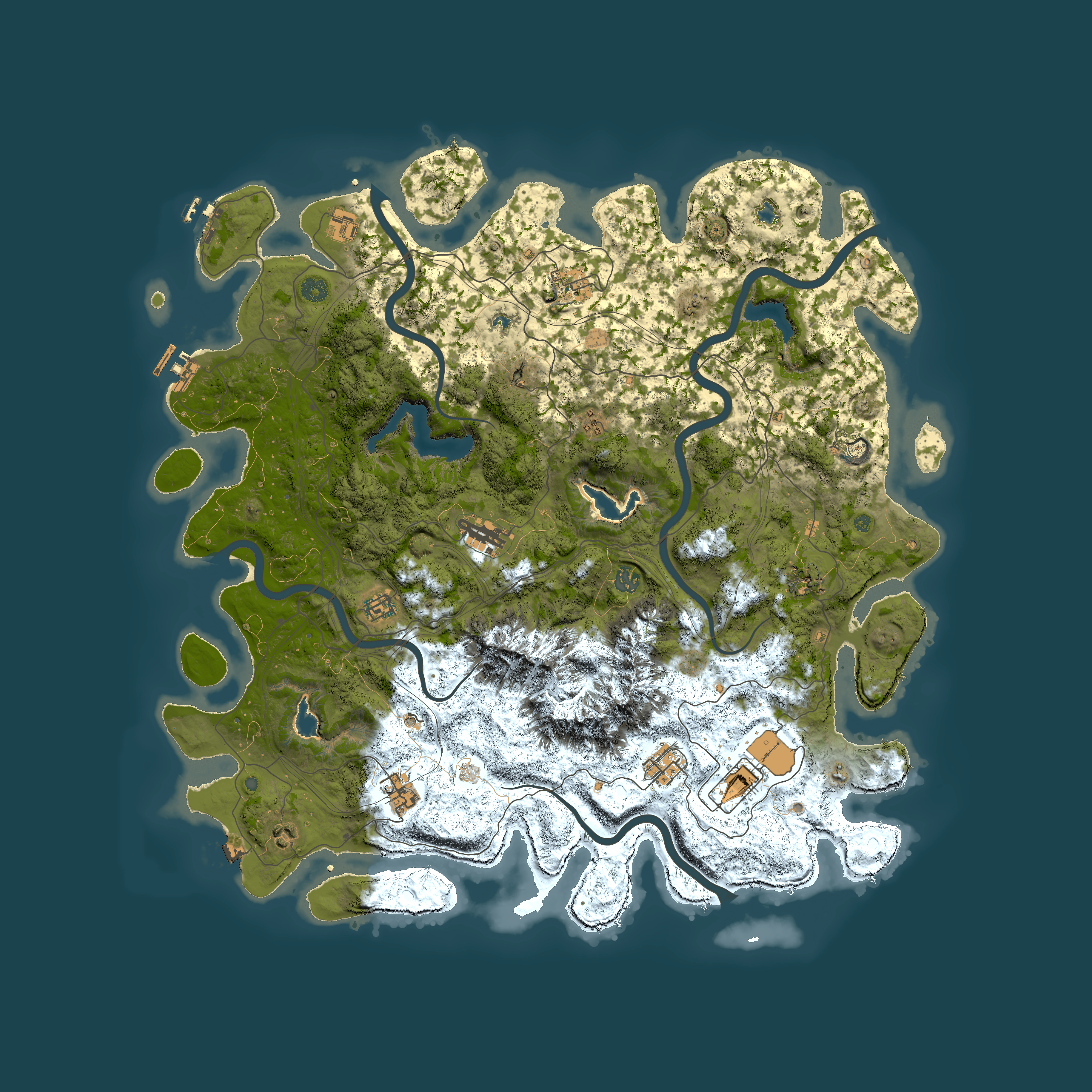 Full top-down render of Rust map seed 454492503, 5000x5000m