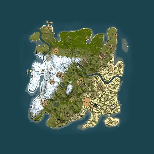Rust map seed 1164772142, 3500x3500m top-down preview
