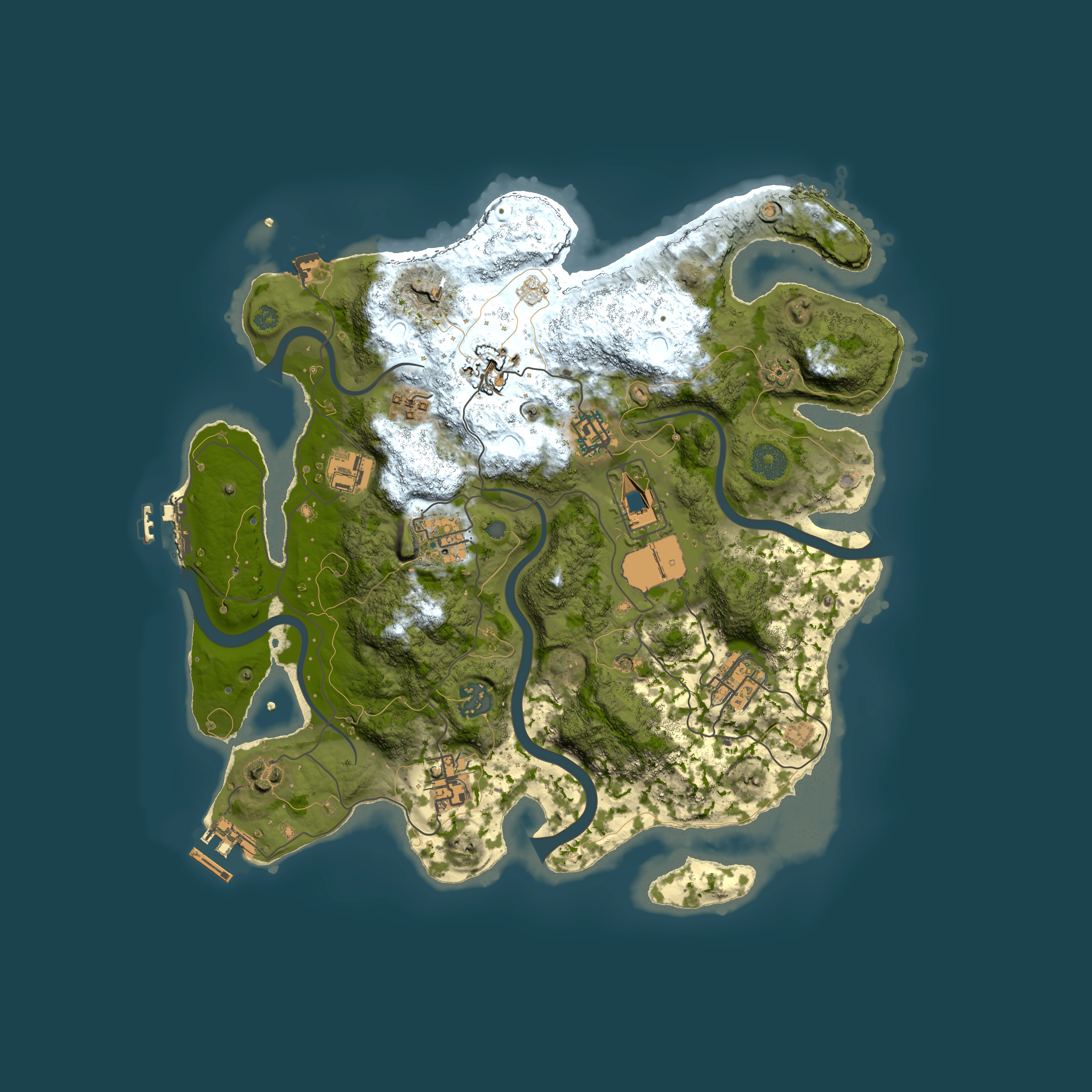 Full top-down render of Rust map seed 2140851968, 3500x3500m