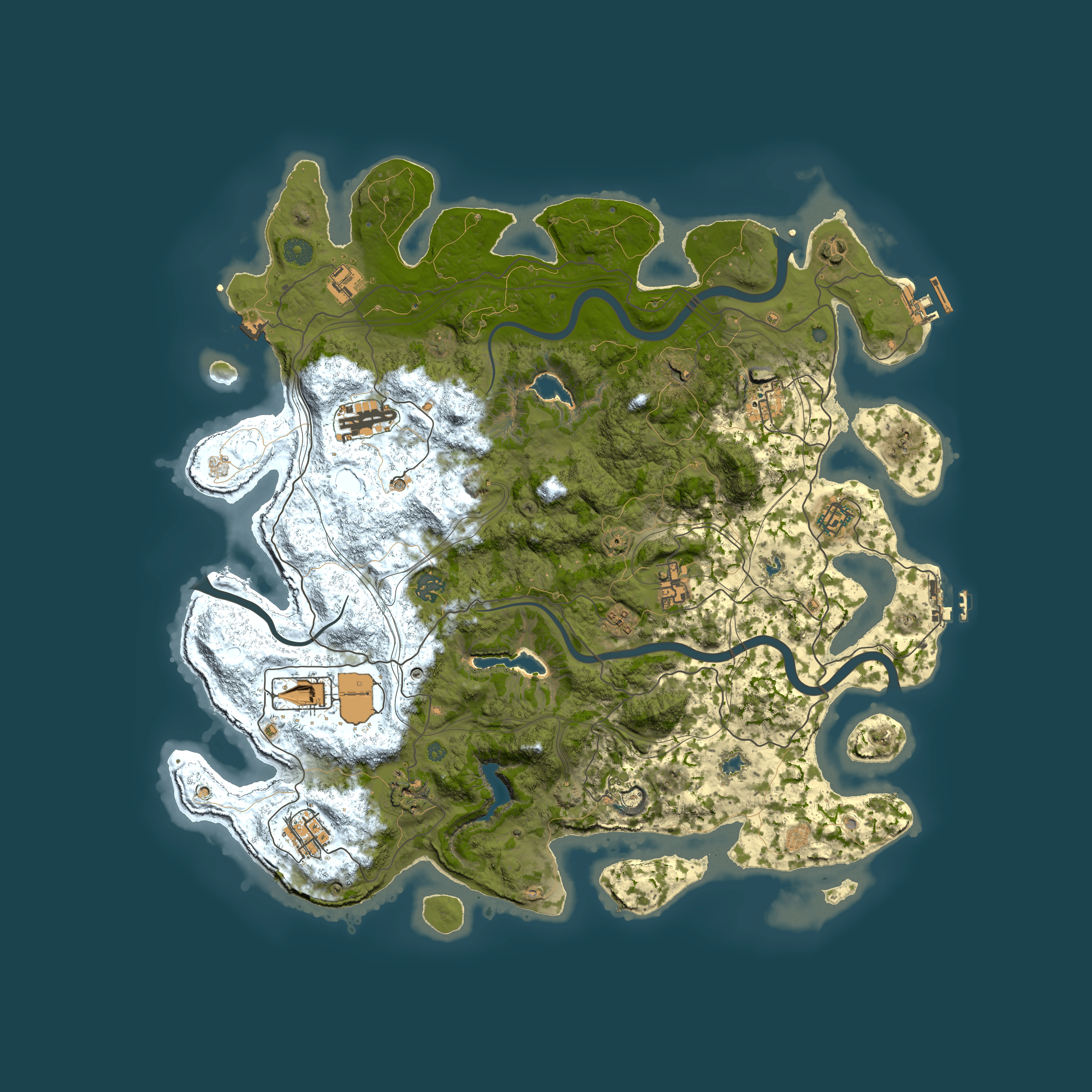 Full top-down render of Rust map seed 636603573, 4500x4500m