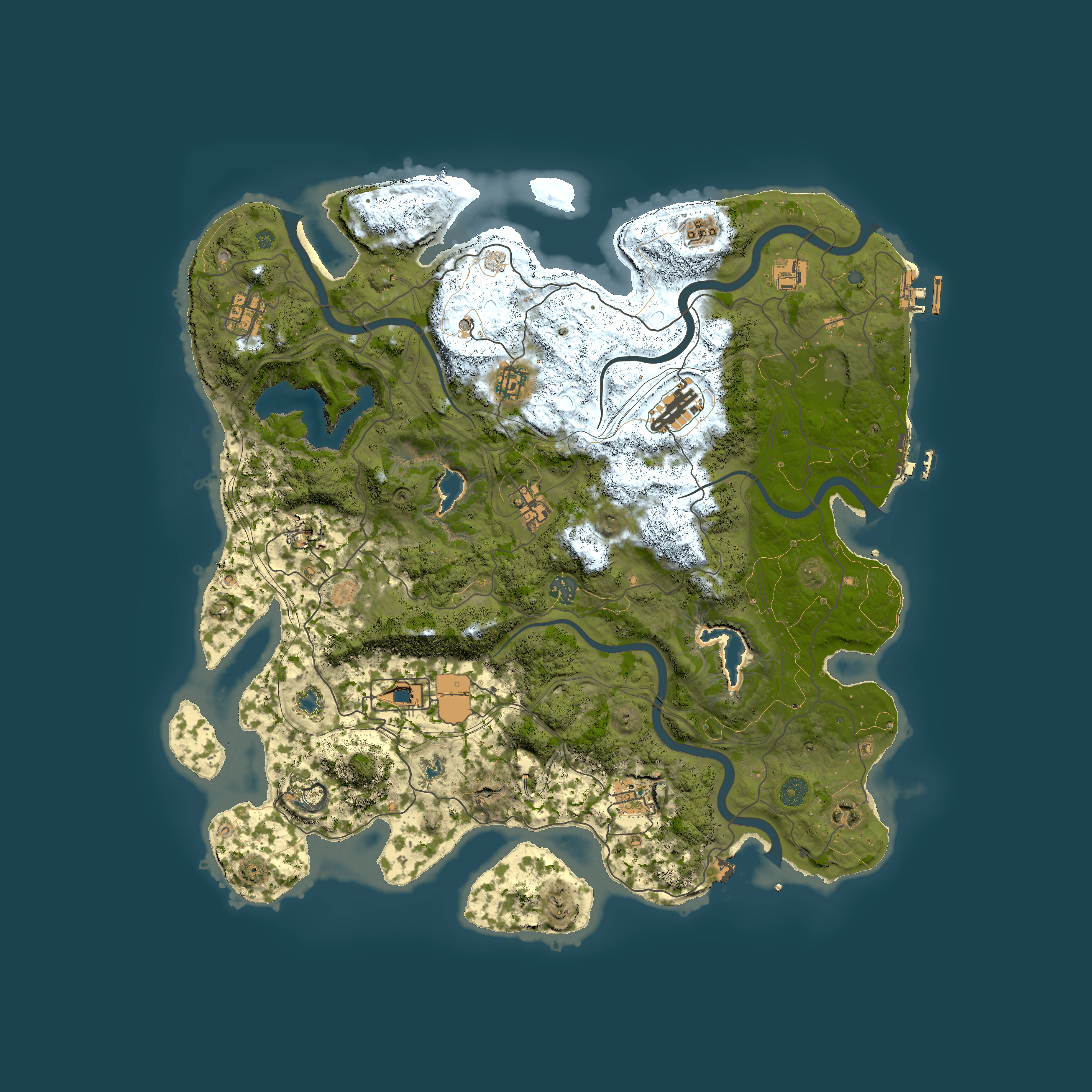 Full top-down render of Rust map seed 446220423, 4500x4500m