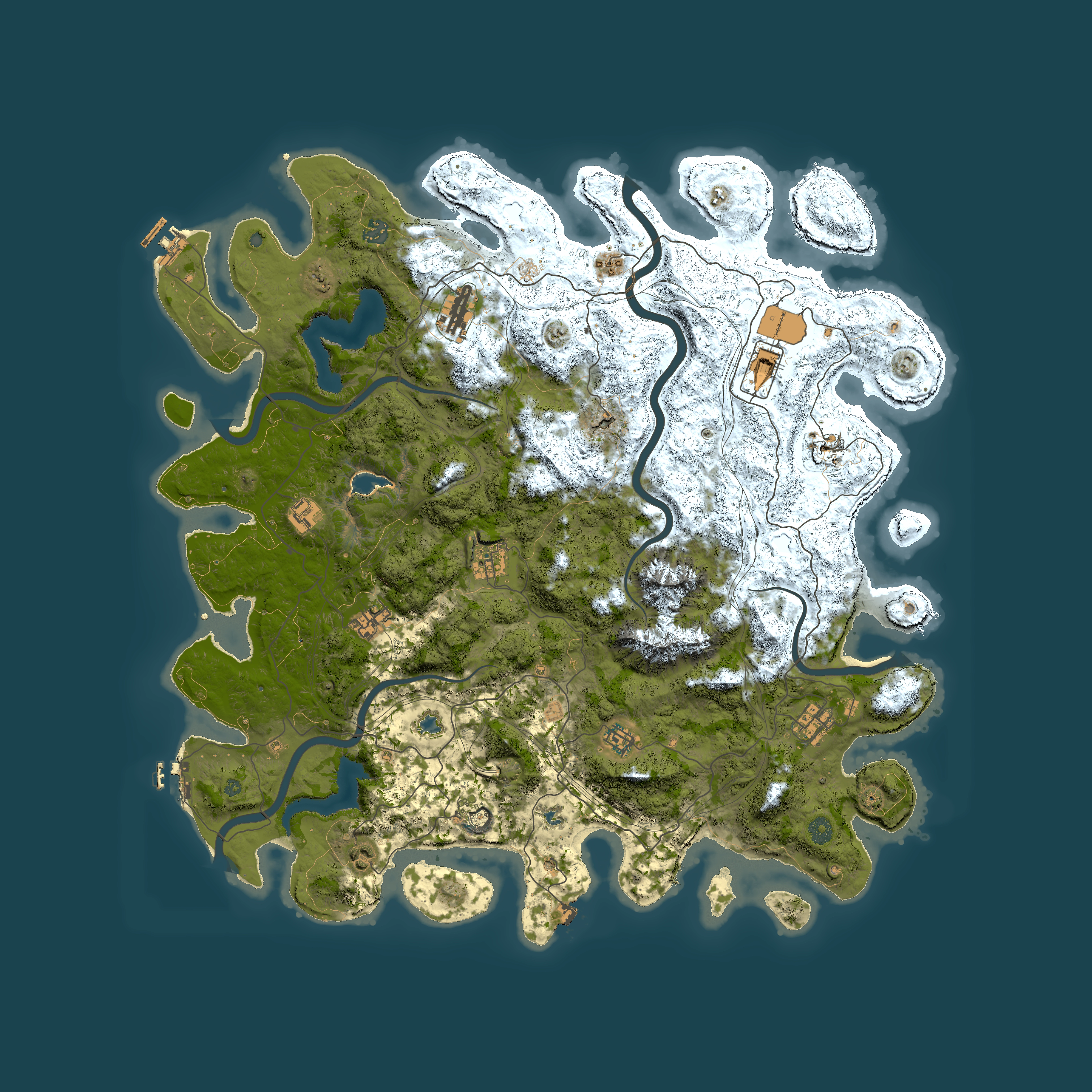Full top-down render of Rust map seed 1023328548, 5000x5000m