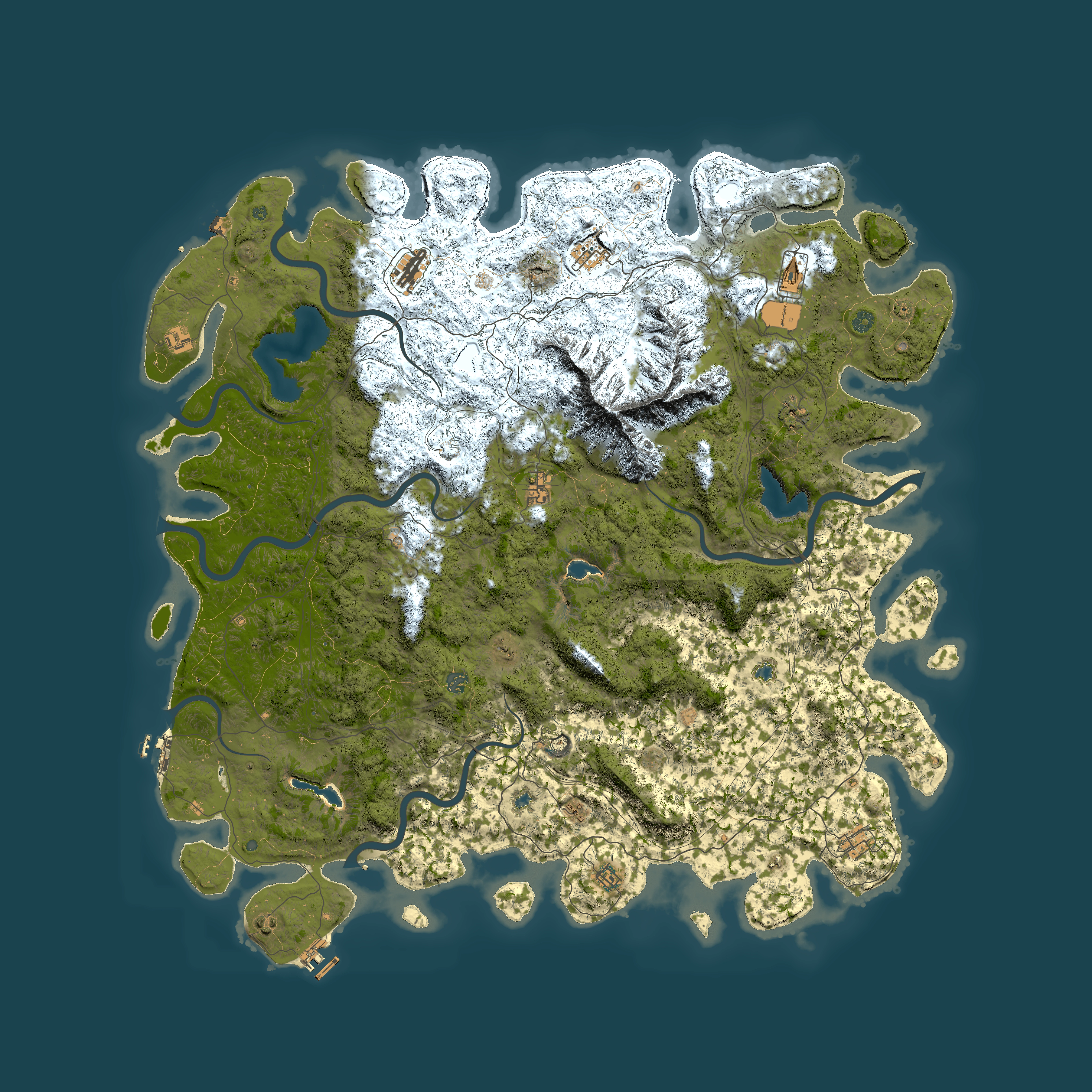 Full top-down render of Rust map seed 588586405, 6000x6000m